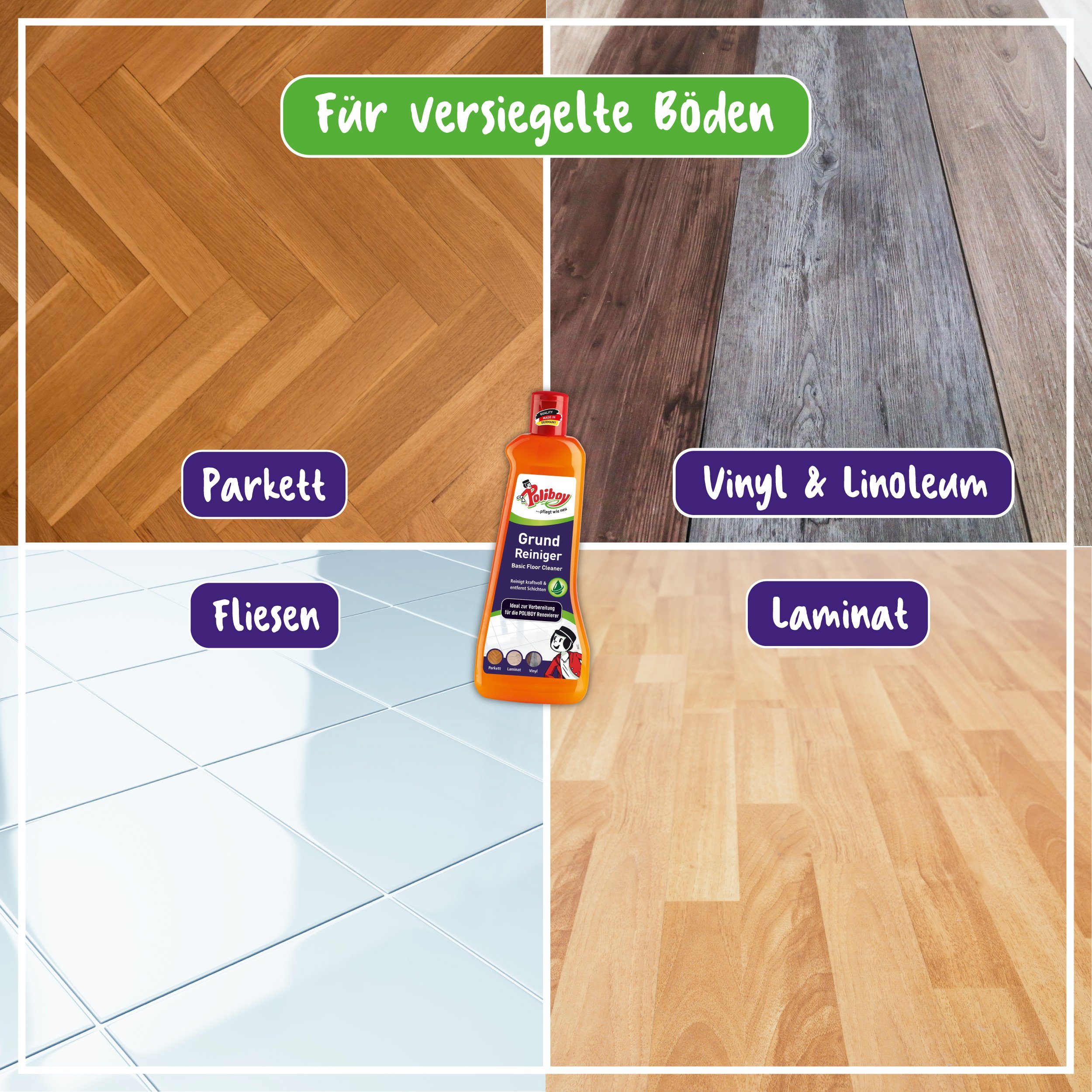 poliboy für wasserfeste Böden - 500ml Grundreiniger (Ideal als Vorbehandlung für Renovierer - Made in Germany)