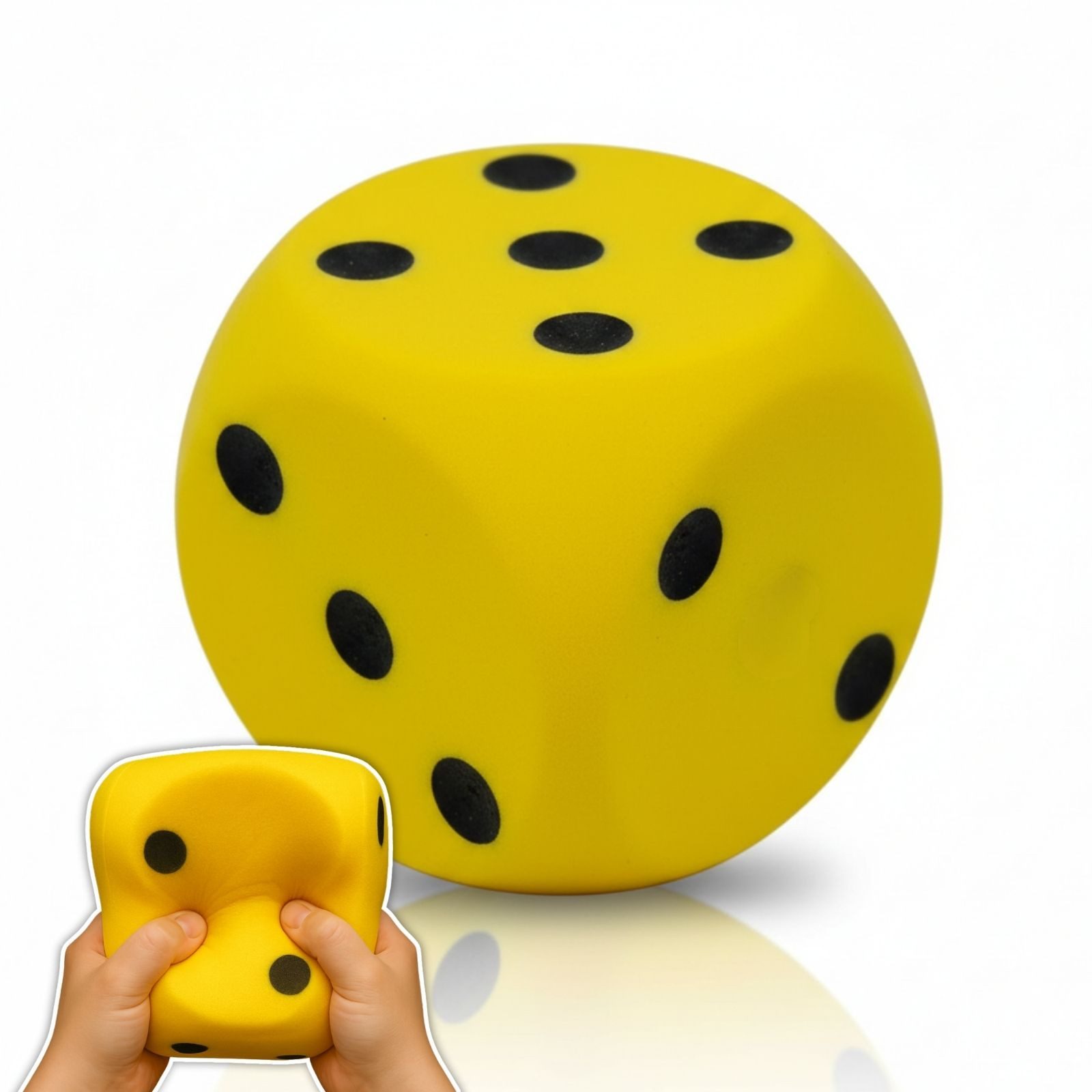 alldoro Softball XXL Schaumstoff-Würfel 15 cm gelb, Augenwürfel extra weich und groß, extra weich und leicht