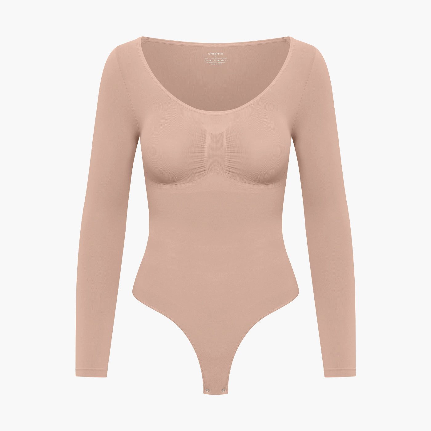 cfab by creamy fabrics Miederbody Bodysuit Sculpting Shapewear Longsleeve mit String-Beige-3XL (1-tlg) Figurformend