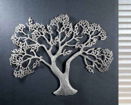 GILDE Wanddekoobjekt »Wandrelief Baum, silber« (1 St), Wanddeko, aus Metall, dekorativ im Esszimmer & Wohnzimmer