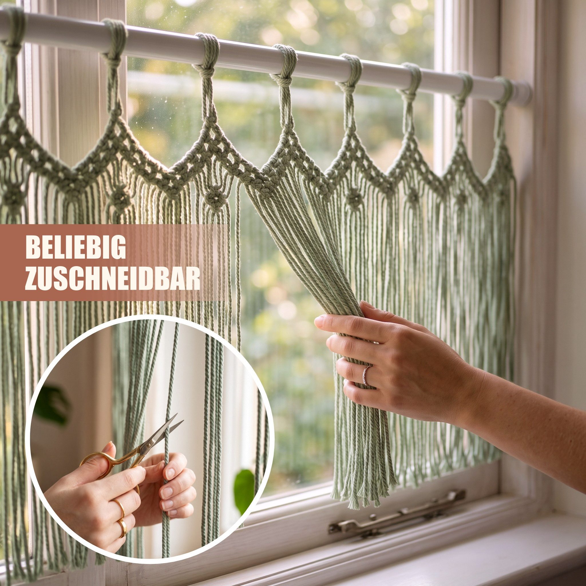 Cozyor Türvorhang Makramee Vorhang Boho 100x200 cm für Tür, Fenster, Balkon & Wohnwagen (1 St), Schlaufen, 100% Baumwolle, Makrameegardine Wandteppich Wandbehan – Bild 5 von 5