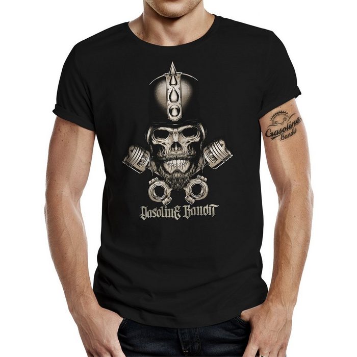 GASOLINE BANDIT® T-Shirt für Biker Hot-Rod Racer: Skull Blackbeard