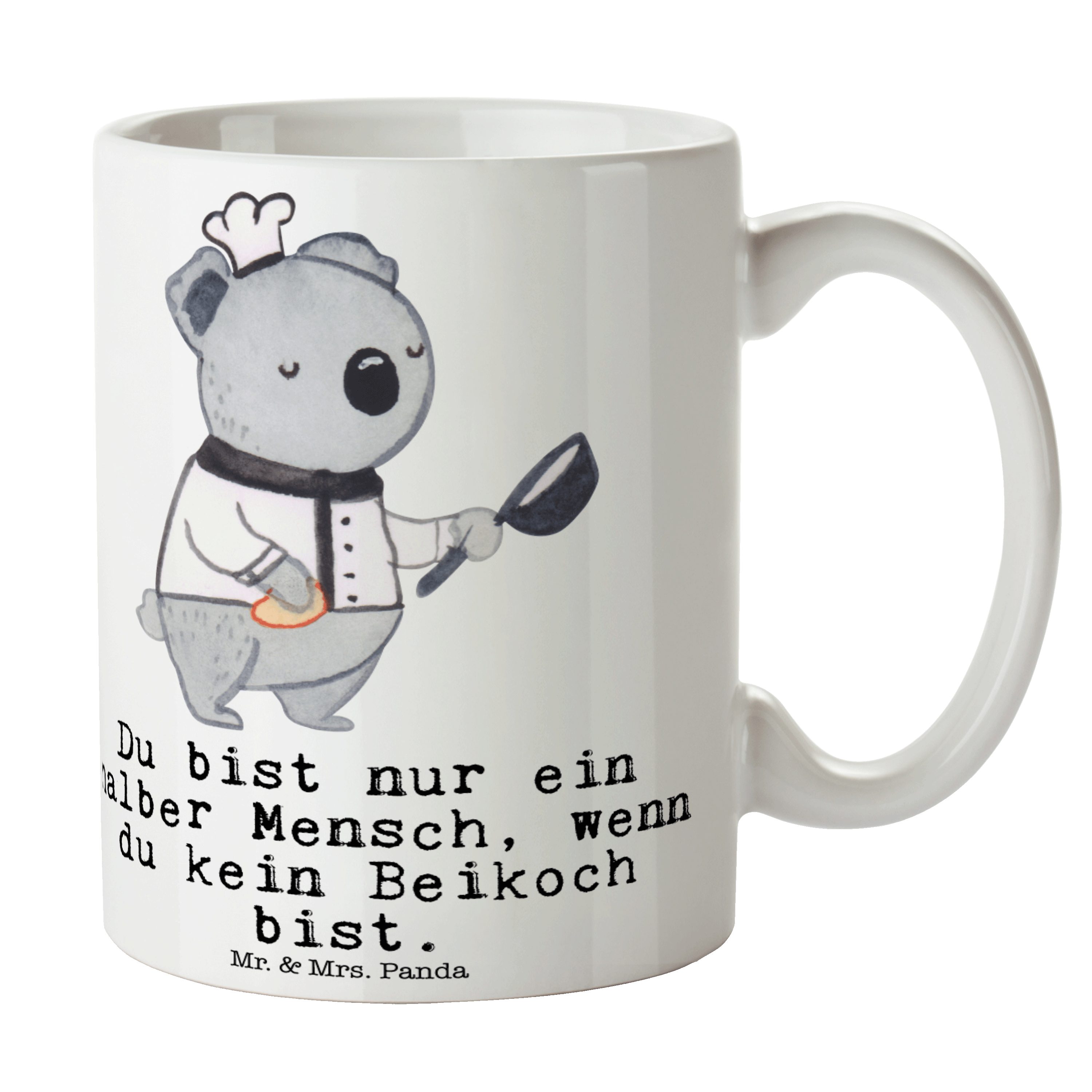 Mr. & Mrs. Panda Tasse Beikoch mit Herz - Weiß - Geschenk, Abendessen, Spülhilfe, Kollegin, Keramik