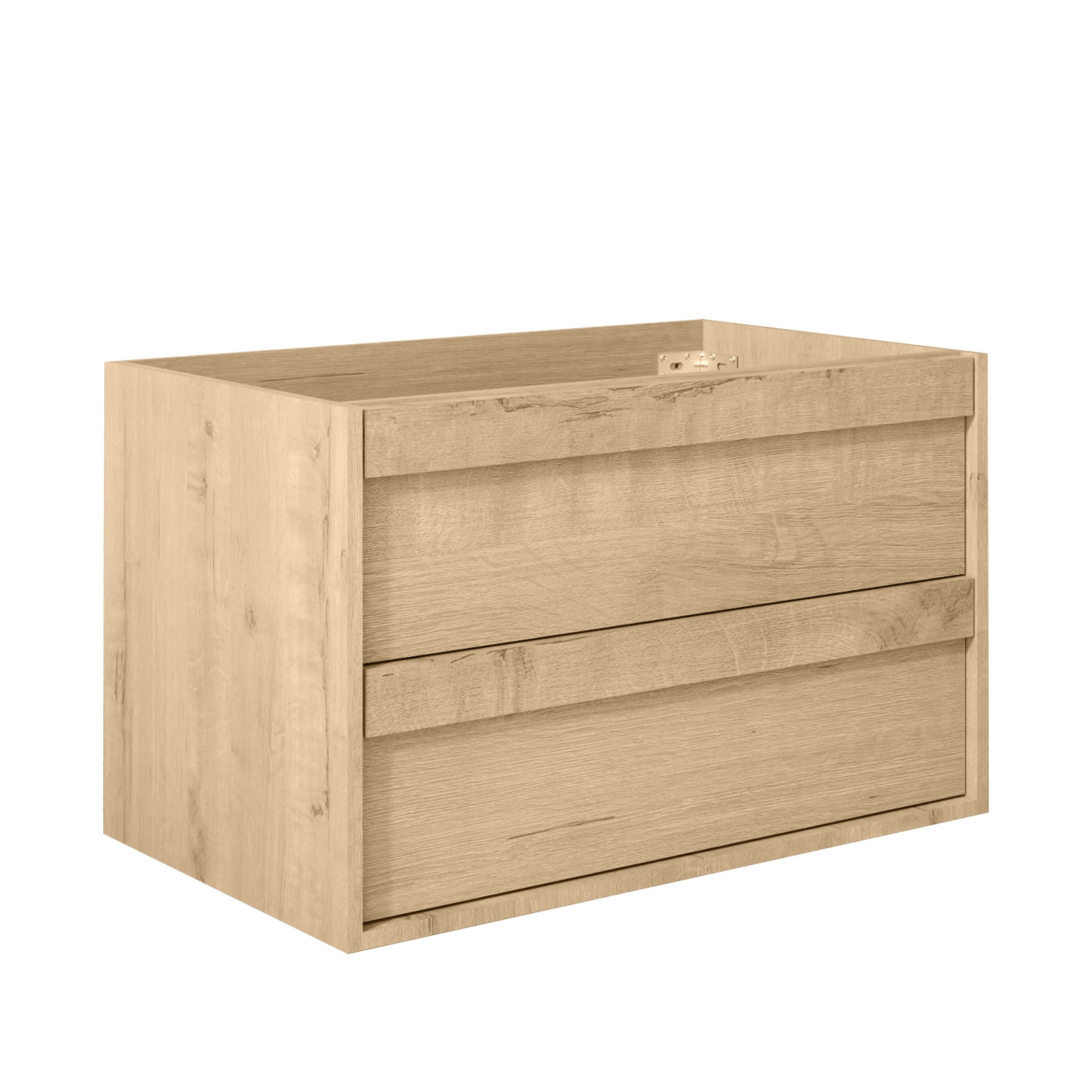 UEV Waschbeckenunterschrank 60cm/75cm/90cm hängend natur (Waschplatz, Waschtischunterschrank) Schubladen mit Soft-Close-System, Badmöbel für Gäste WC