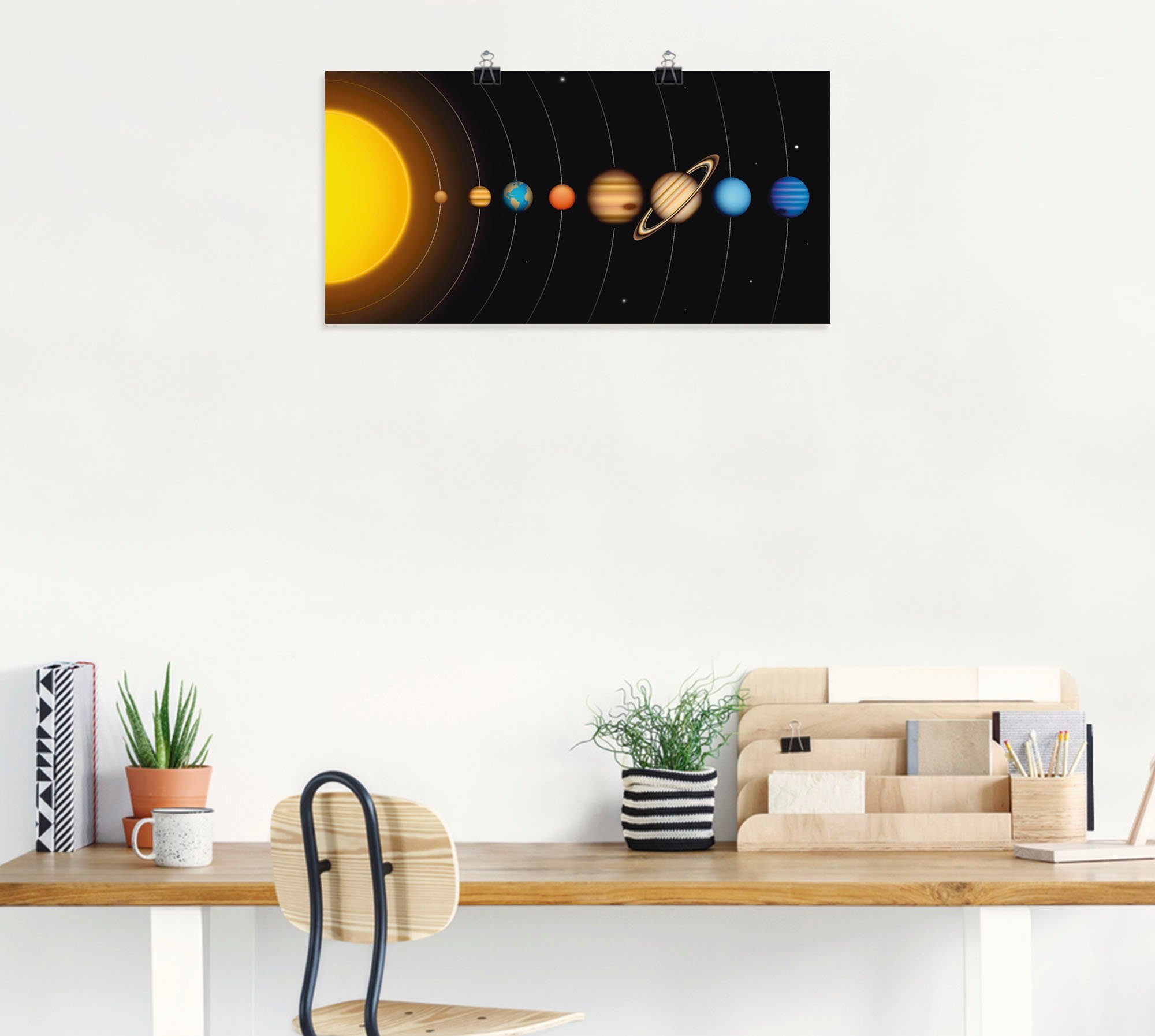 Artland Wandbild Vector Sonnensystem mit Planeten, Sonnensystem (1 St), als Alubild, Leinwandbild, Wandaufkleber oder Poster in versch. Größen