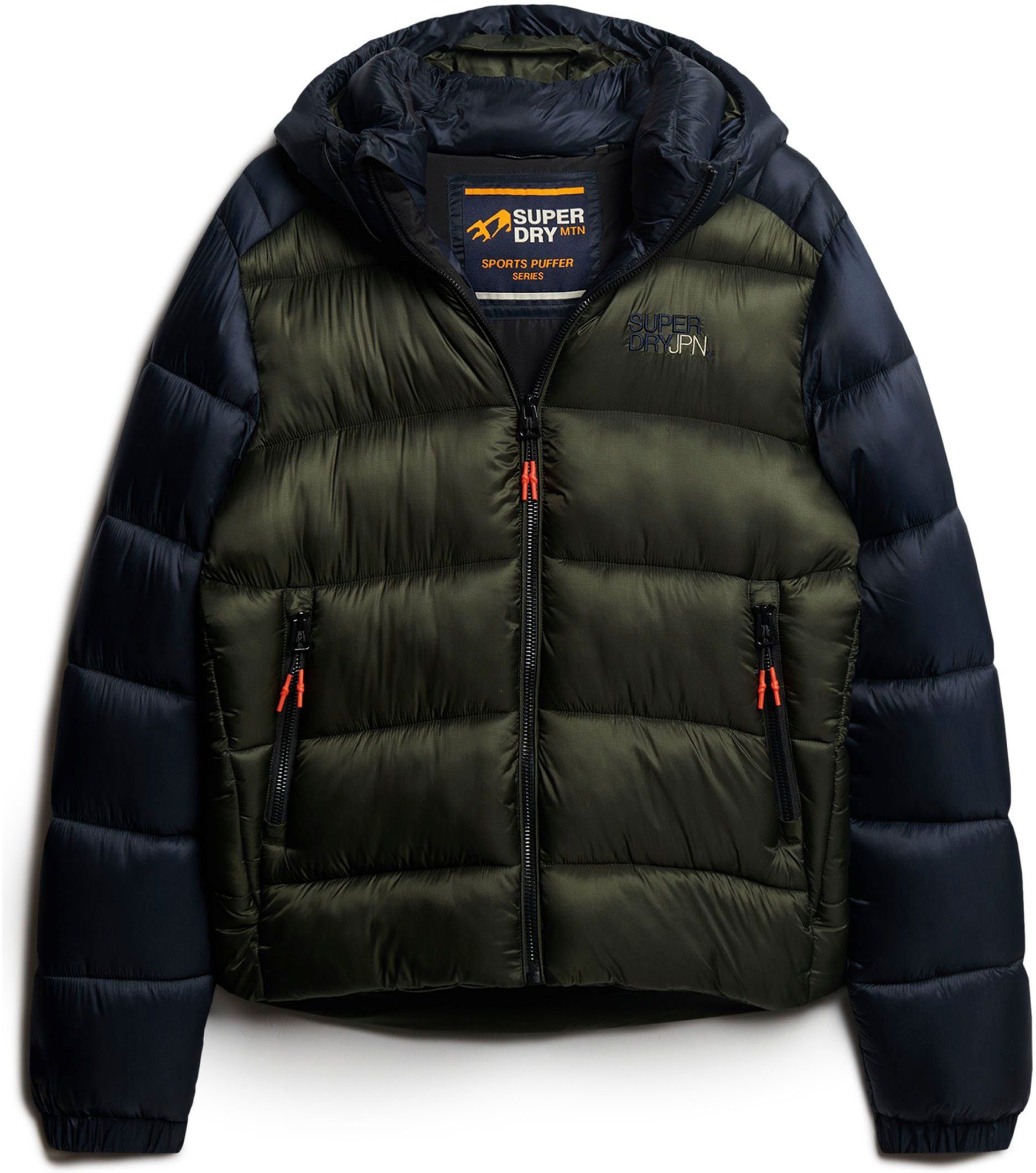 Moss Navy/Dark Steppjacke BLOCK SPORT Superdry PUFFER COLOUR Eclipse HOOD