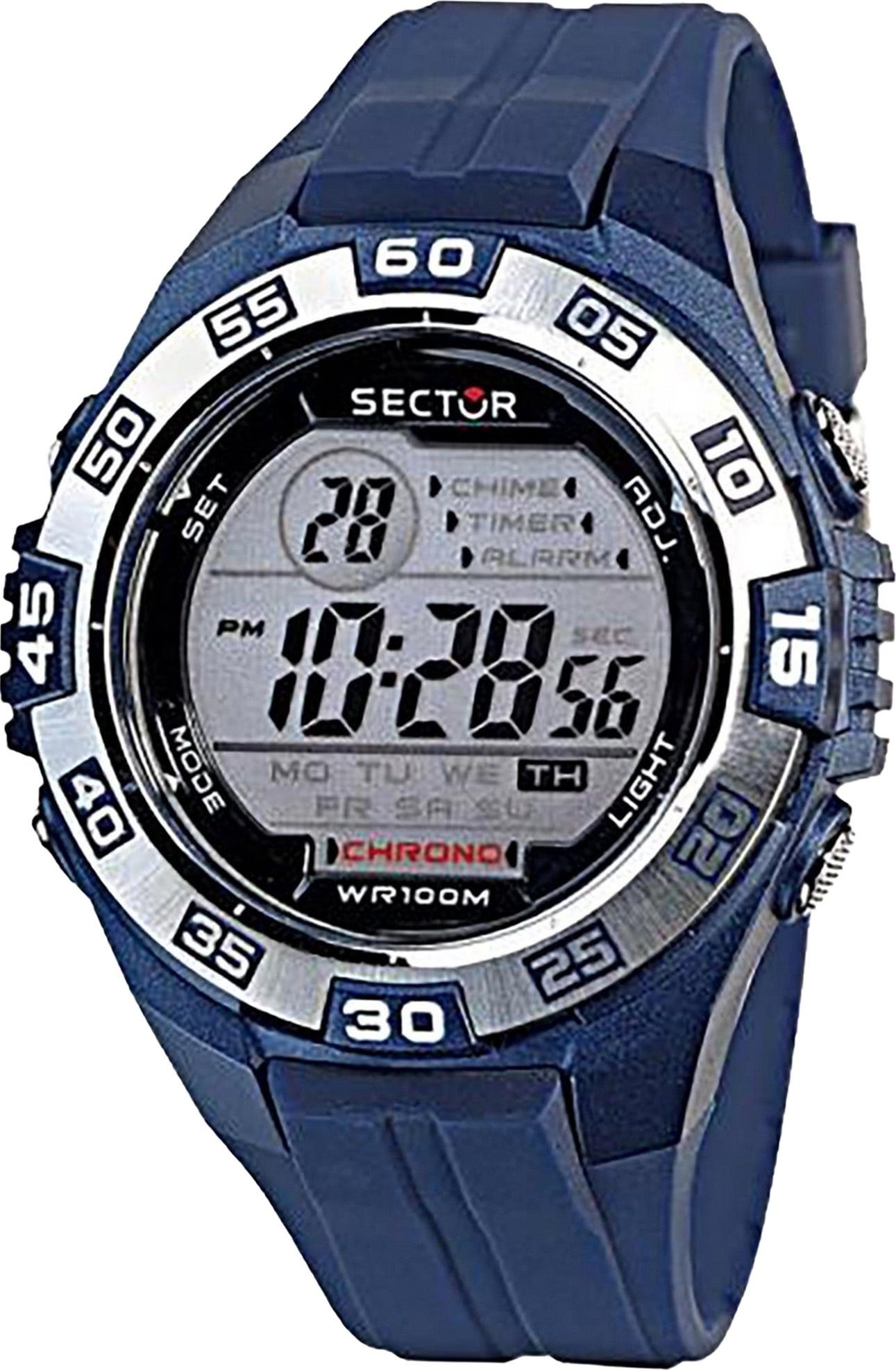 45mm), Sector Sector Armbanduhr rund, Digital, Herren Fashion Herren groß (ca. Armbanduhr blau, PURarmband Chronograph