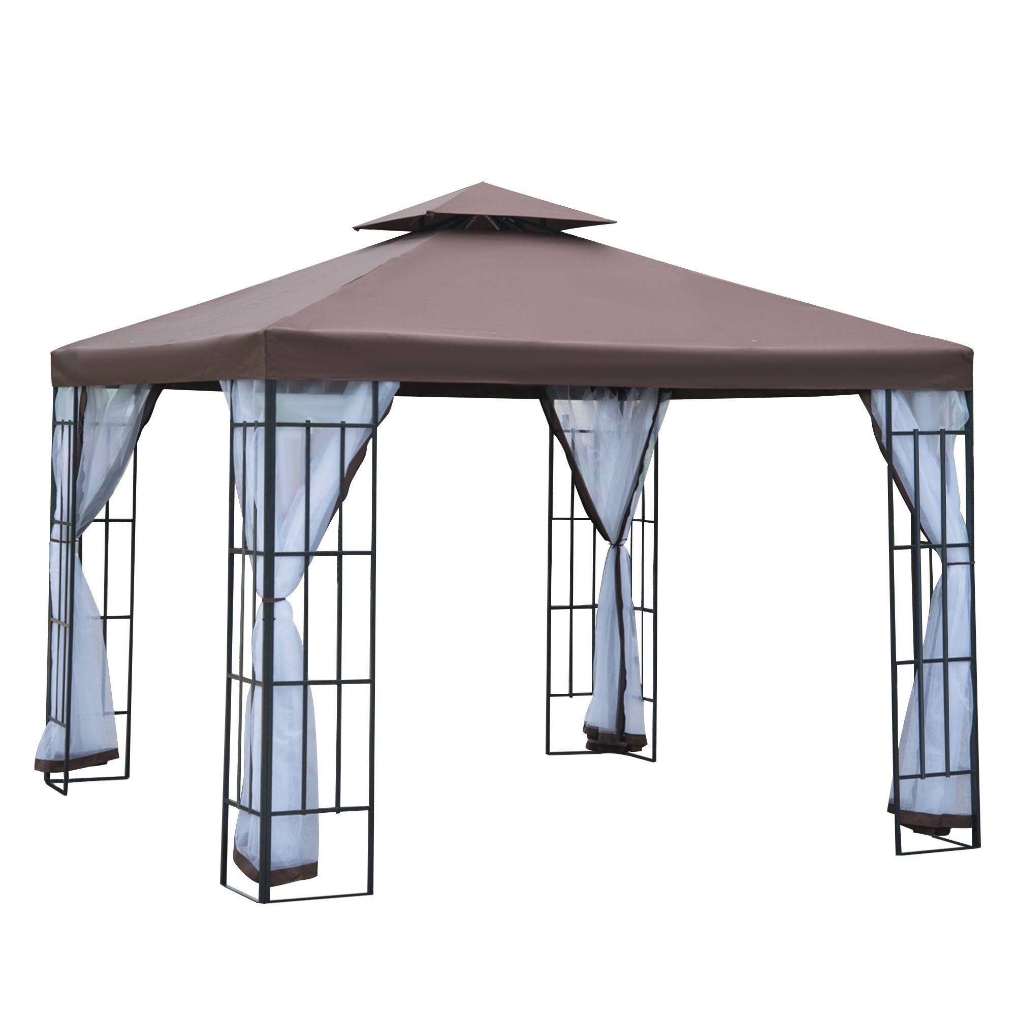 Outsunny Pavillon Gartenpavillon mit Doppeldach