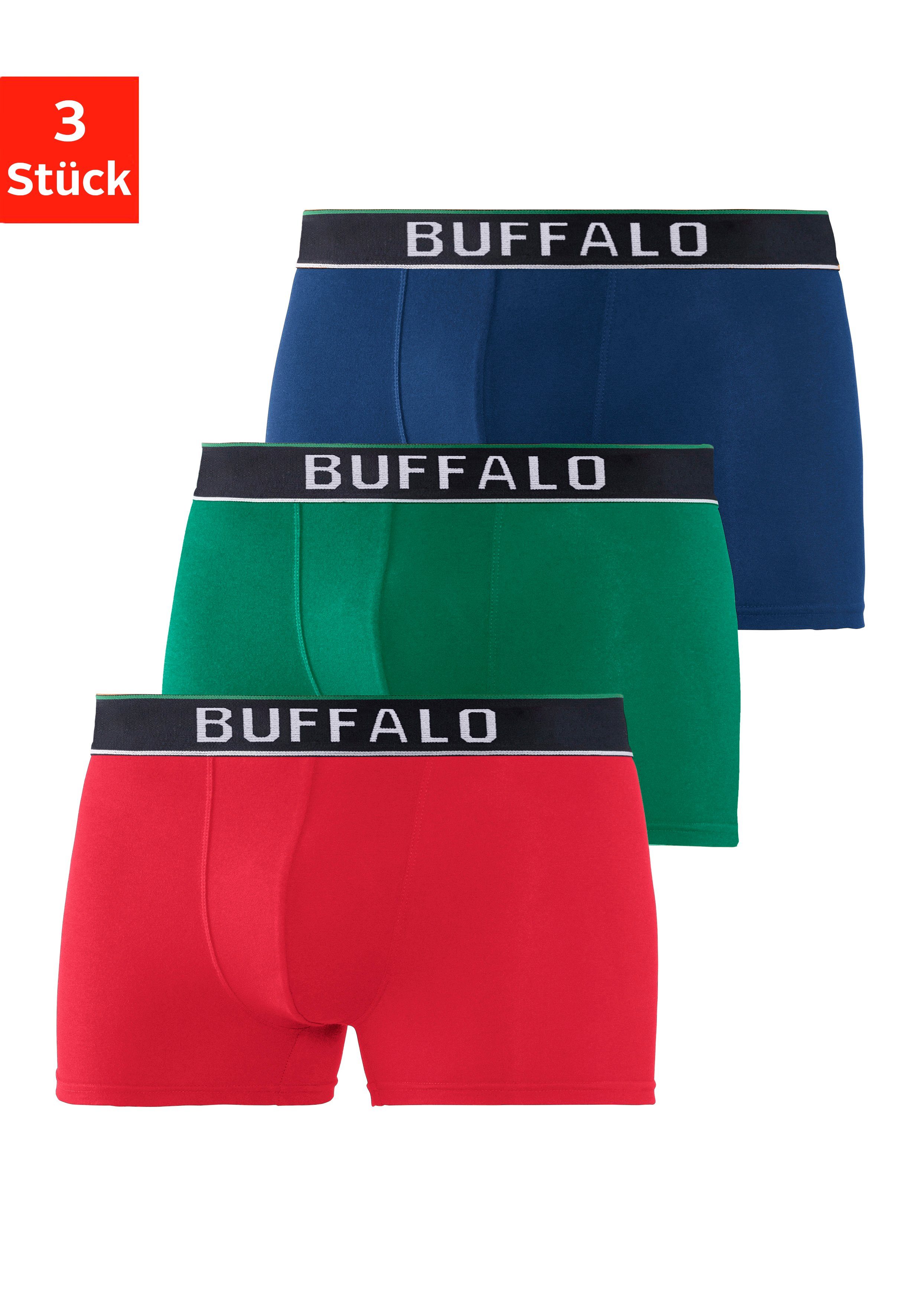 rot, im blau Boxer 3-St) grün, Design Webbund Buffalo (Packung, College
