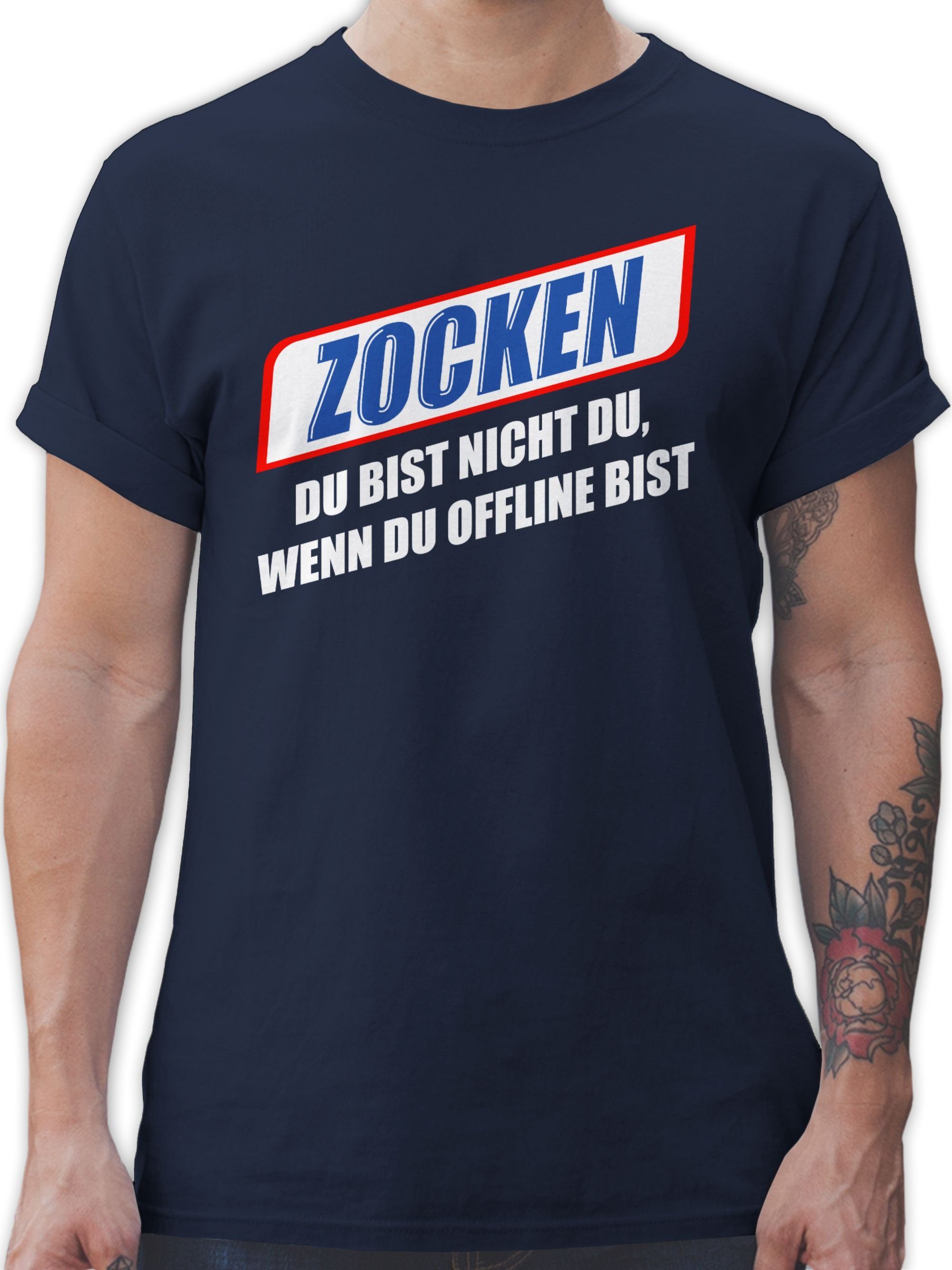 nicht bist wenn Geschenke weiß du du Du Zocken Navy Nerd Blau 02 offline T-Shirt Shirtracer bist