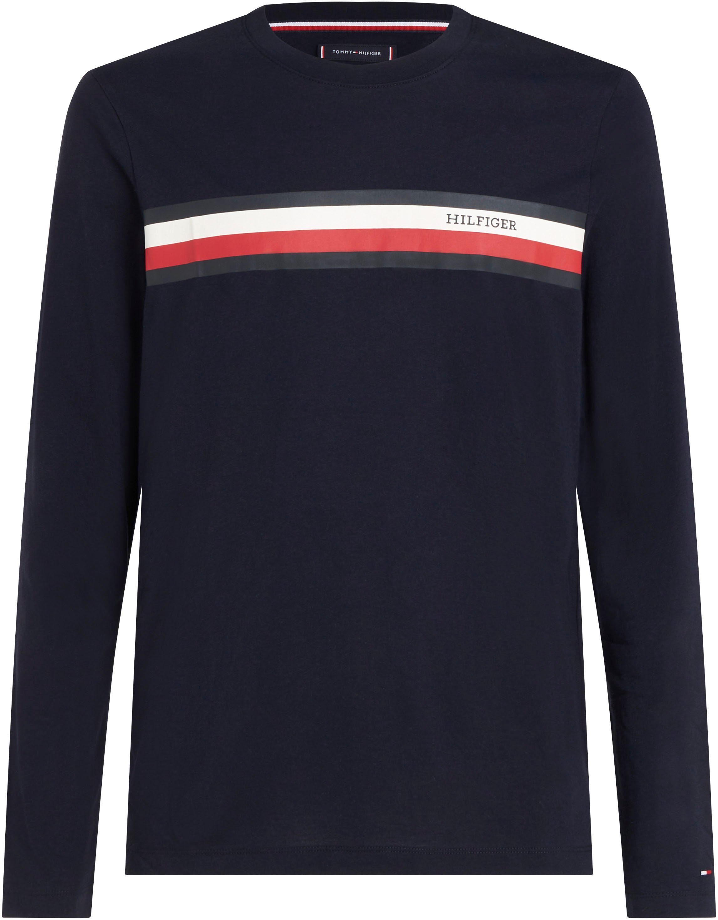 Sky RWB Tommy Langarmshirt Hilfiger Desert CHEST STRIPE LS TEE MONOTYPE