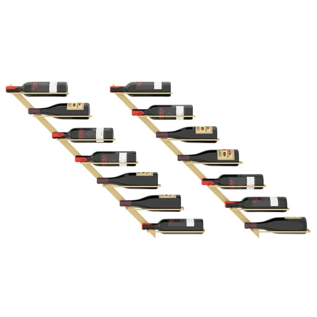 vidaXL Weinregal Wand-Weinregale für 7 Flaschen 2 Stk Golden Metall