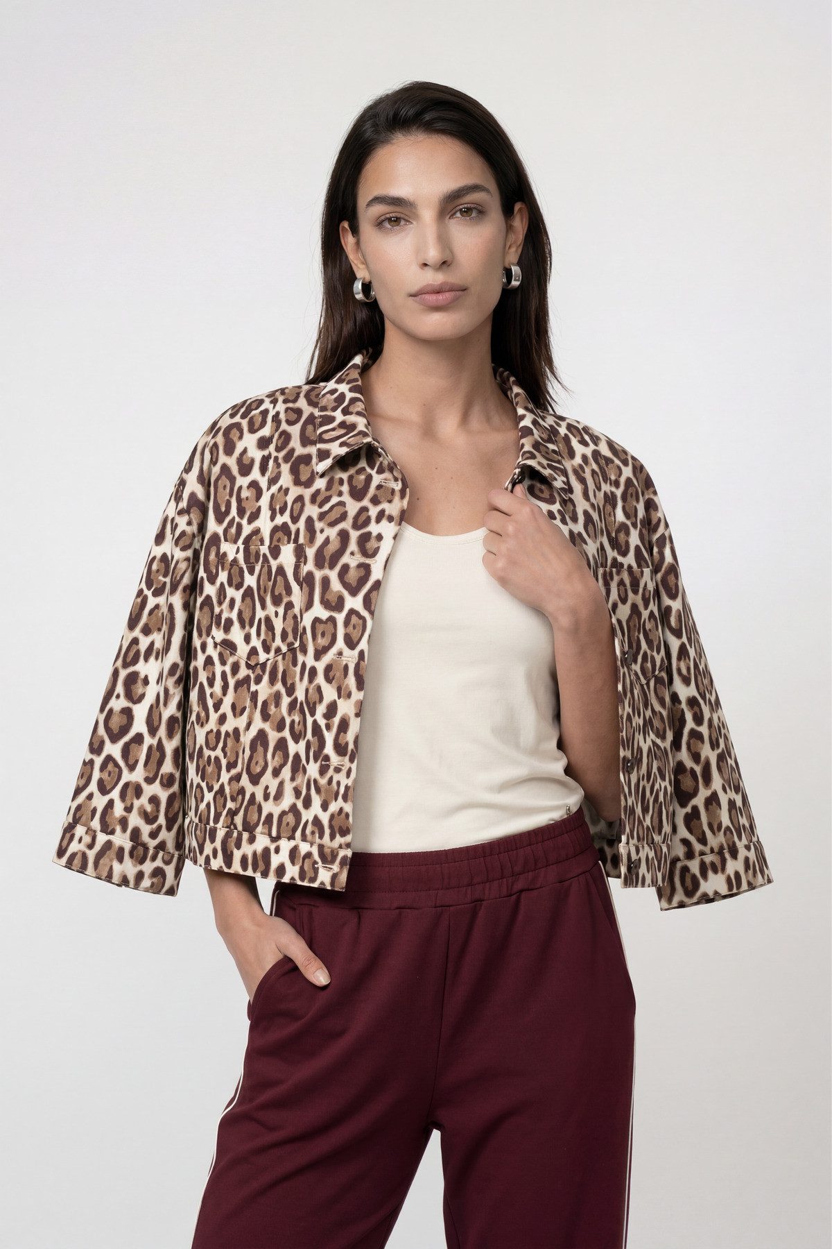 Monari Kurzjacke Jacke Leodruck Allover Regular fit mit Leomuster