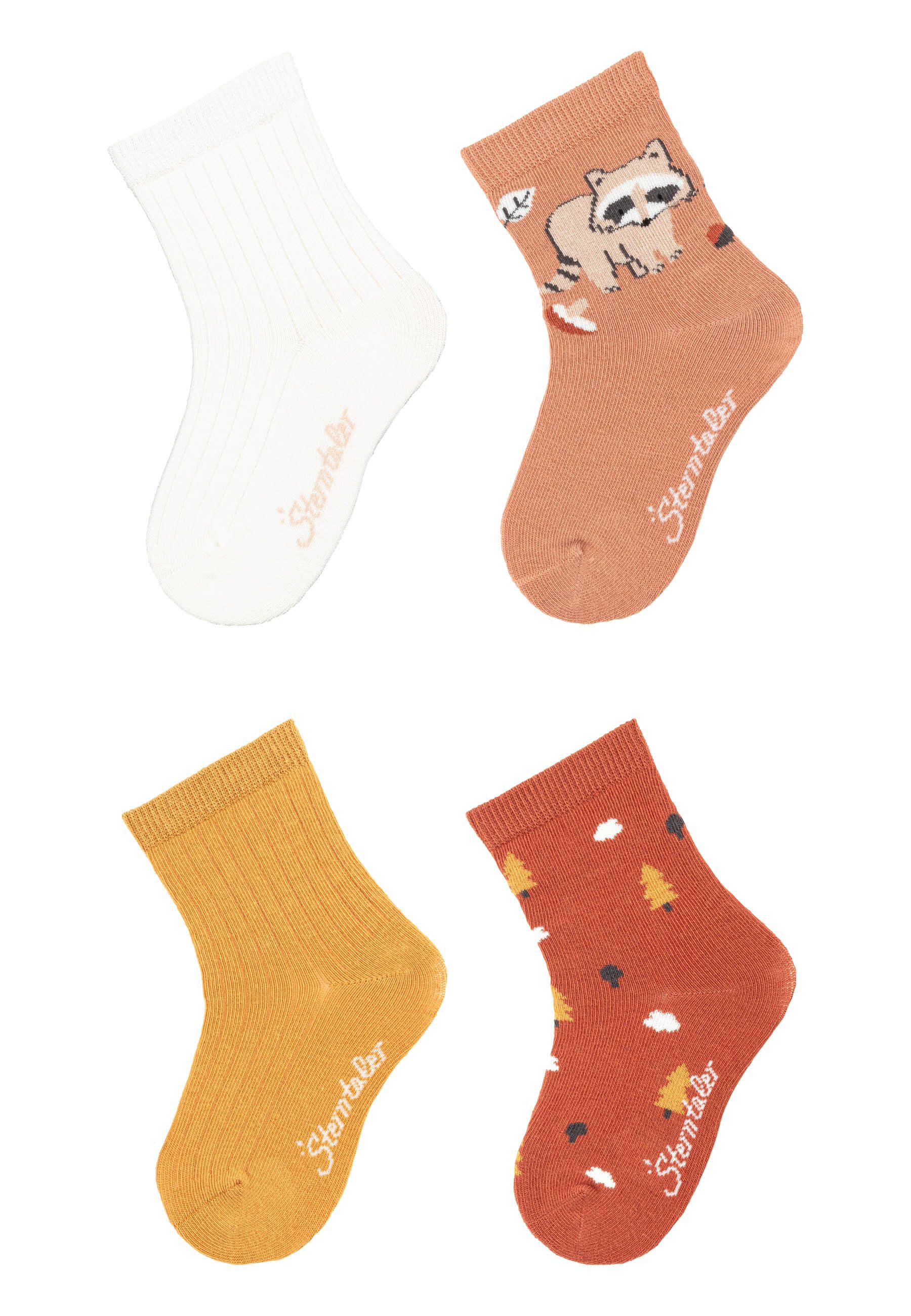 Feinsöckchen Socken 4er-Pack Waschbär
