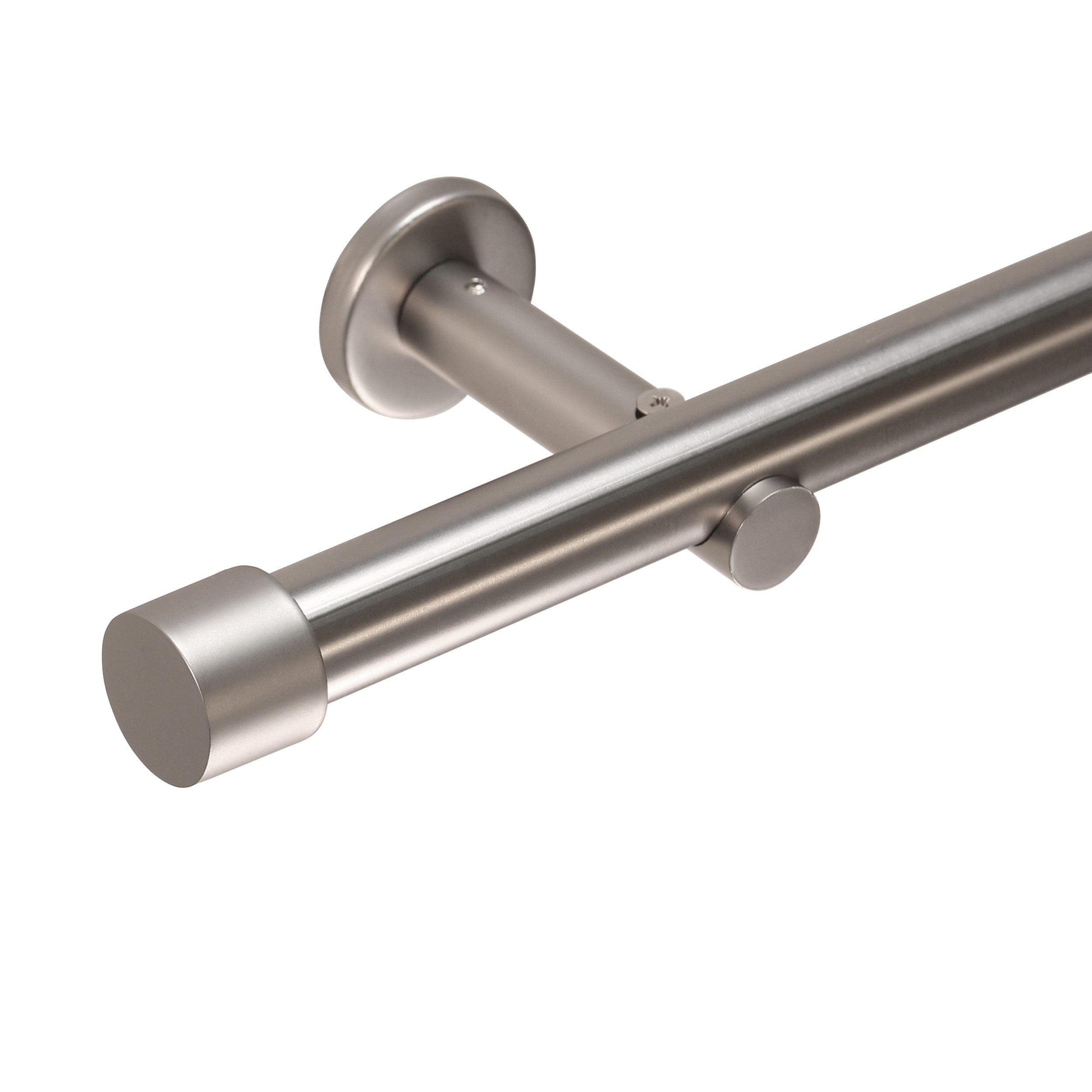 Deco-Raum Gardinenstange Kappe, Ø 25 mm, 1-läufig, kürzbar, Wunschmaßlänge, Bohren, verschraubt, Metall, Komplett-Set mit Befestigungsmaterial