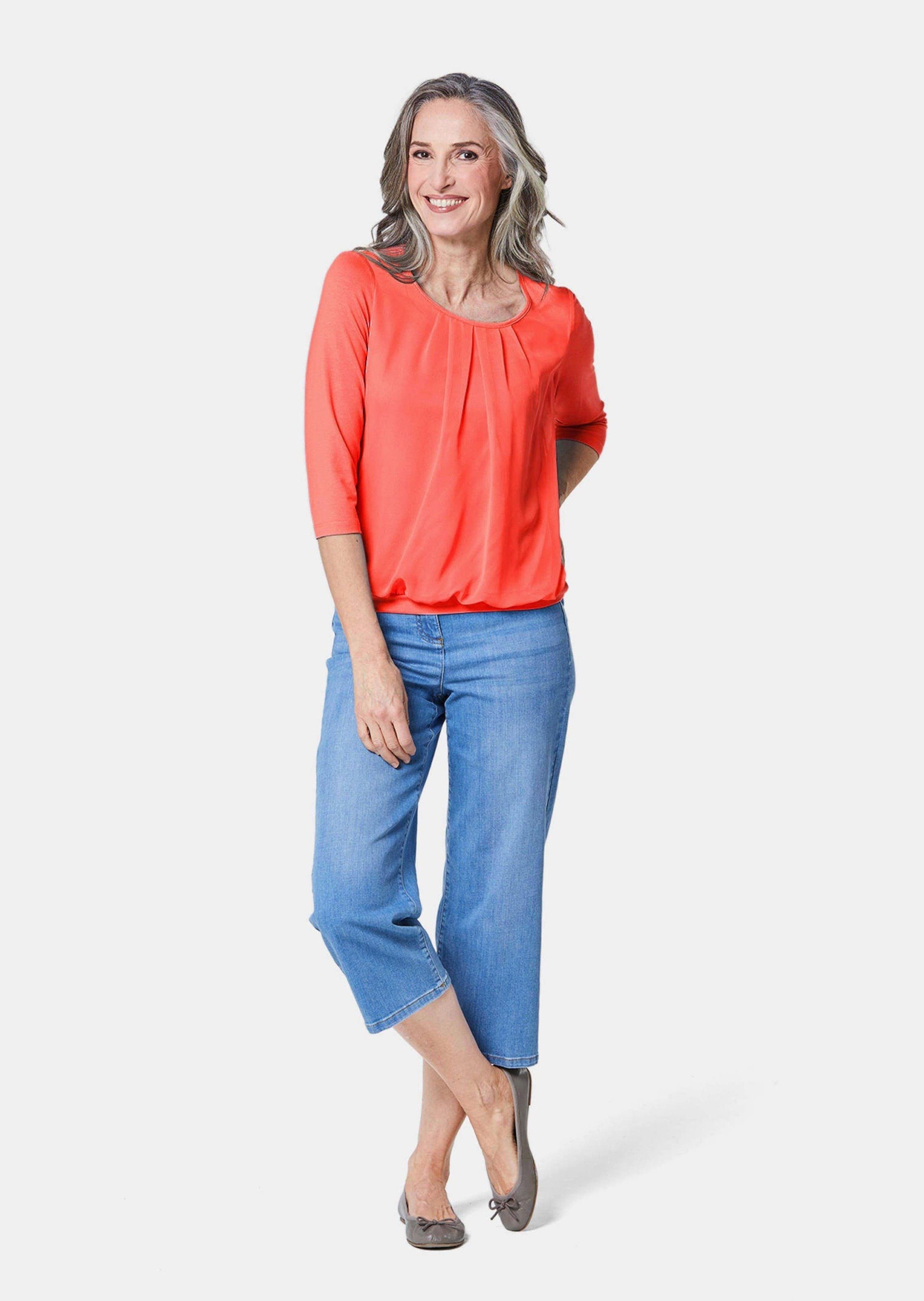 GOLDNER Shirtbluse Chiffon-Shirt gelb, Rundhals günstig online kaufen