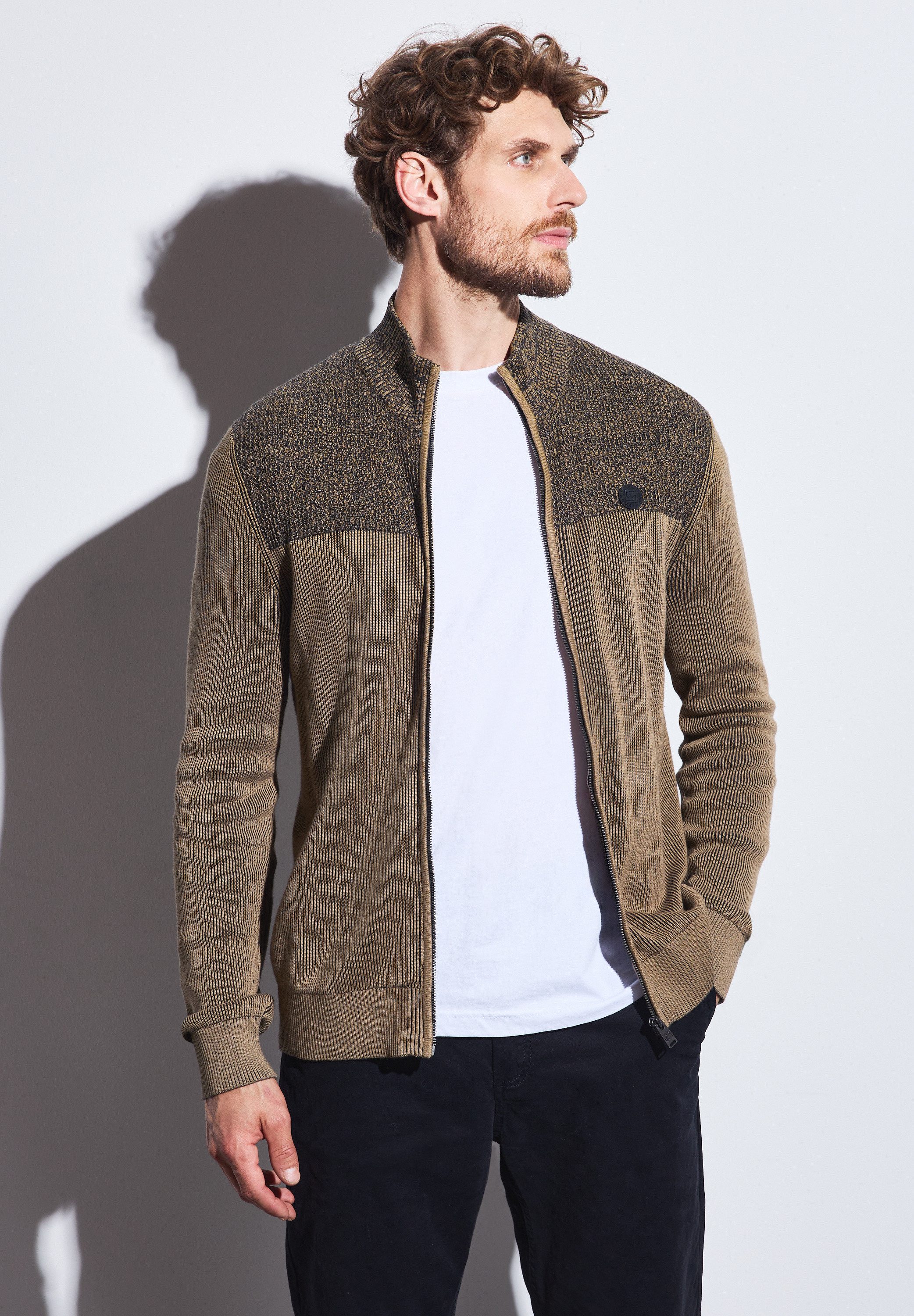 STREET ONE MEN Strickjacke aus reiner günstig online kaufen