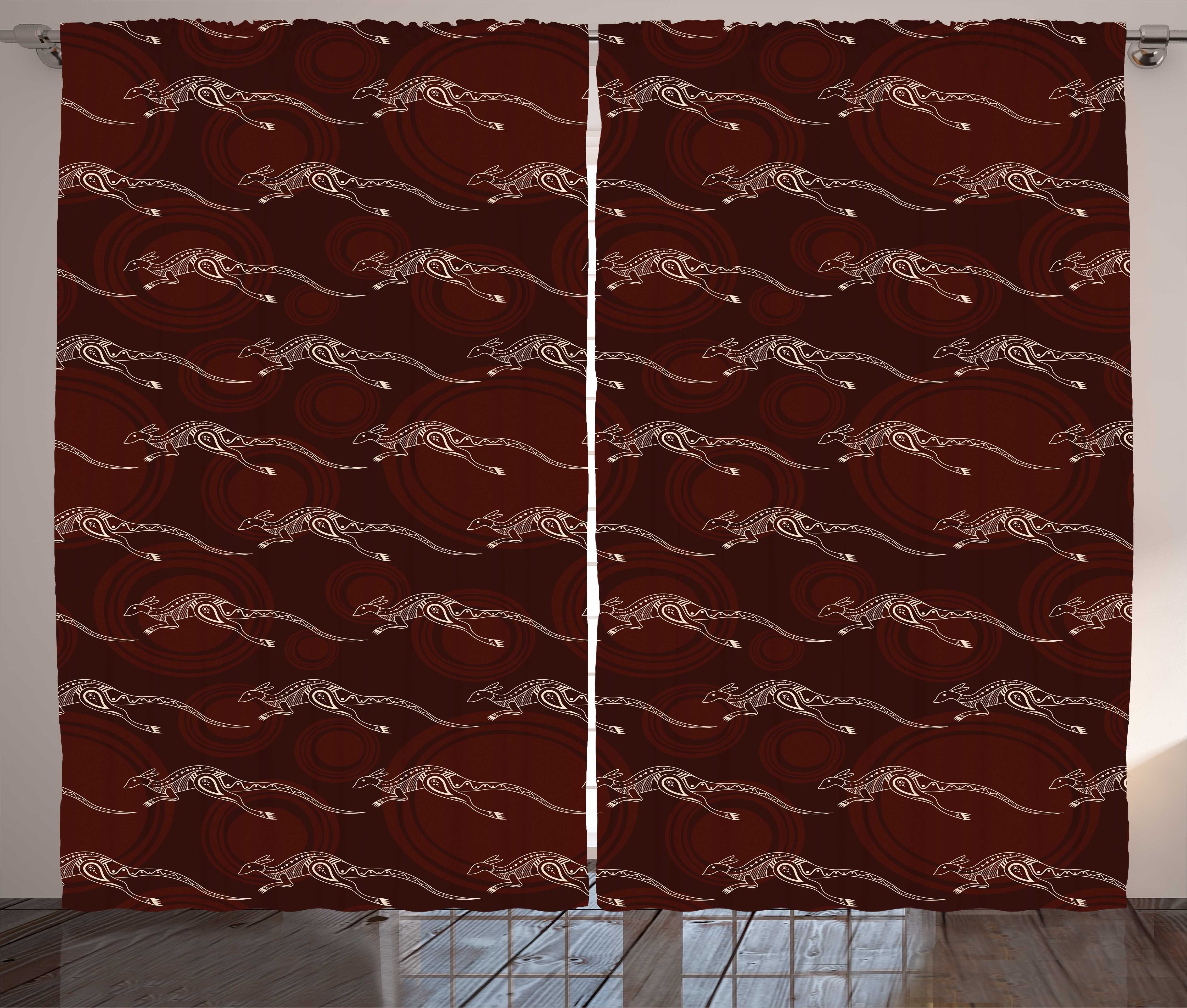 Vorhang Schlafzimmer Abstrakt und Abakuhaus, Schlaufen Motive Kangaroos Australien mit Kräuselband Gardine Haken,