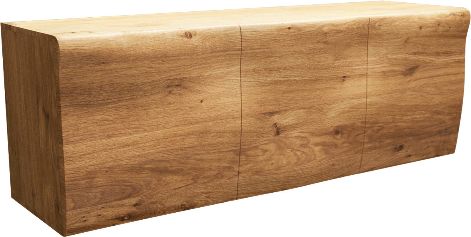 DELIFE Sideboard New, Live-Edge Eiche Natur 145 cm 3 Türen schwebend Sideboard