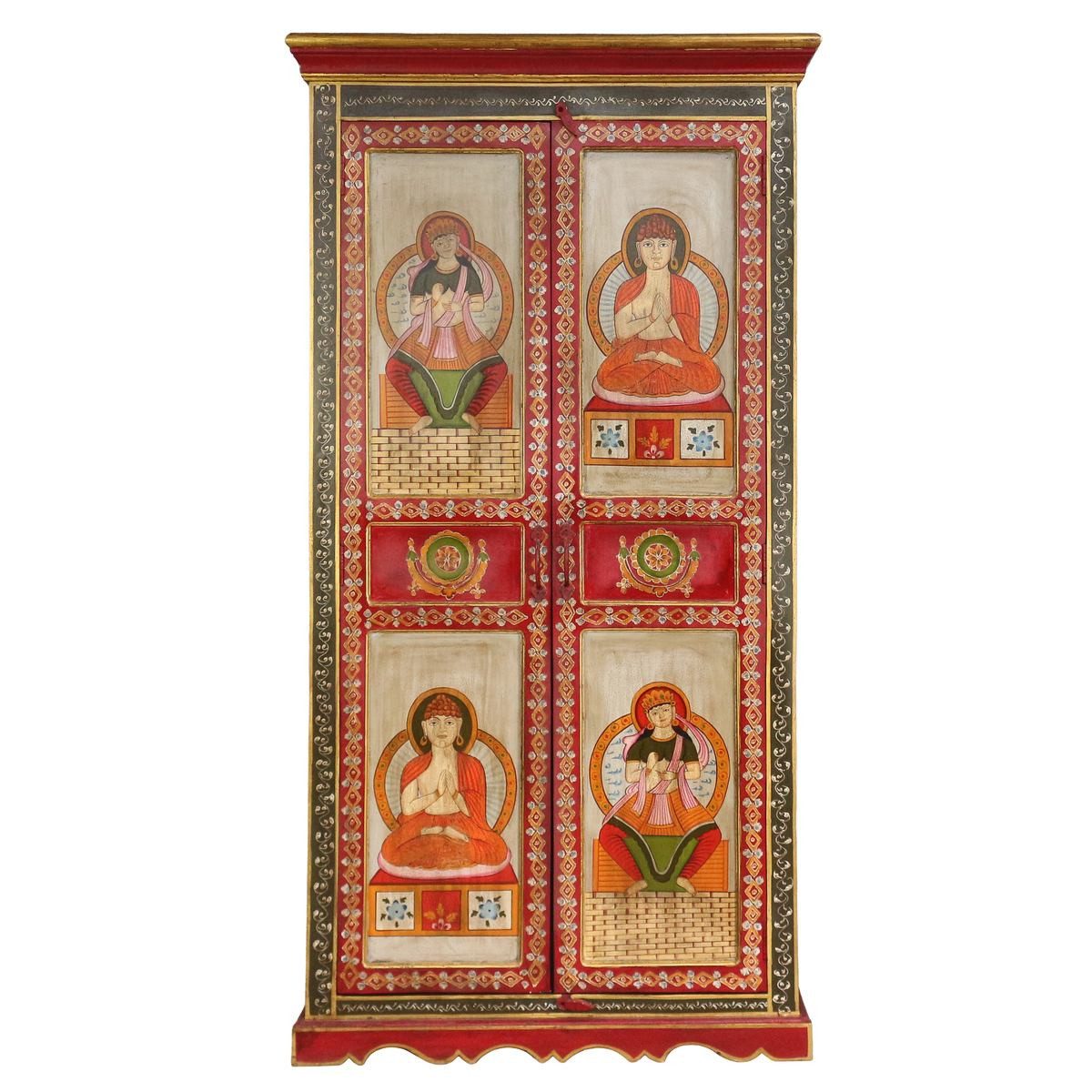 Oriental Galerie Mehrzweckschrank Tibet Wandschrank Nyima Rot 175 cm