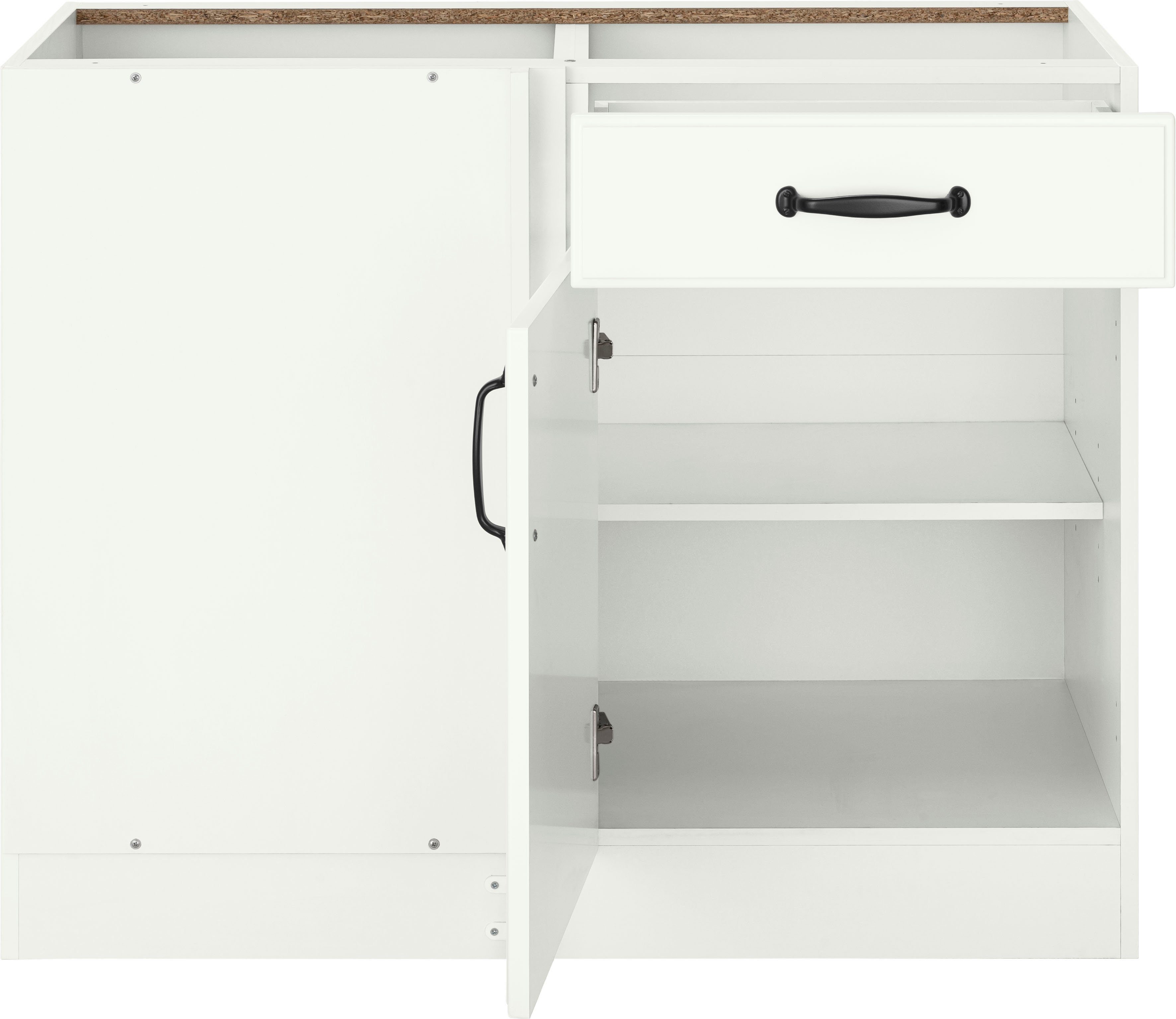 Weiß/Weiß Kassettenfront, Eckunterschrank | Weiß wiho ohne 100 cm, 110 breit, Arbeitsplatte Küchen cm Planungsmaß Erla