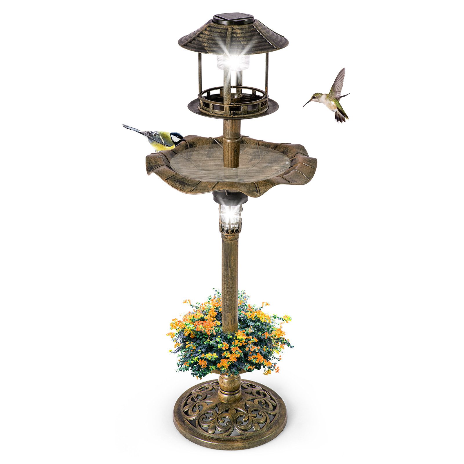 COSTWAY Vogeltränke, Vogelbad, 110cm mit Solarleuchte, günstig online kaufen