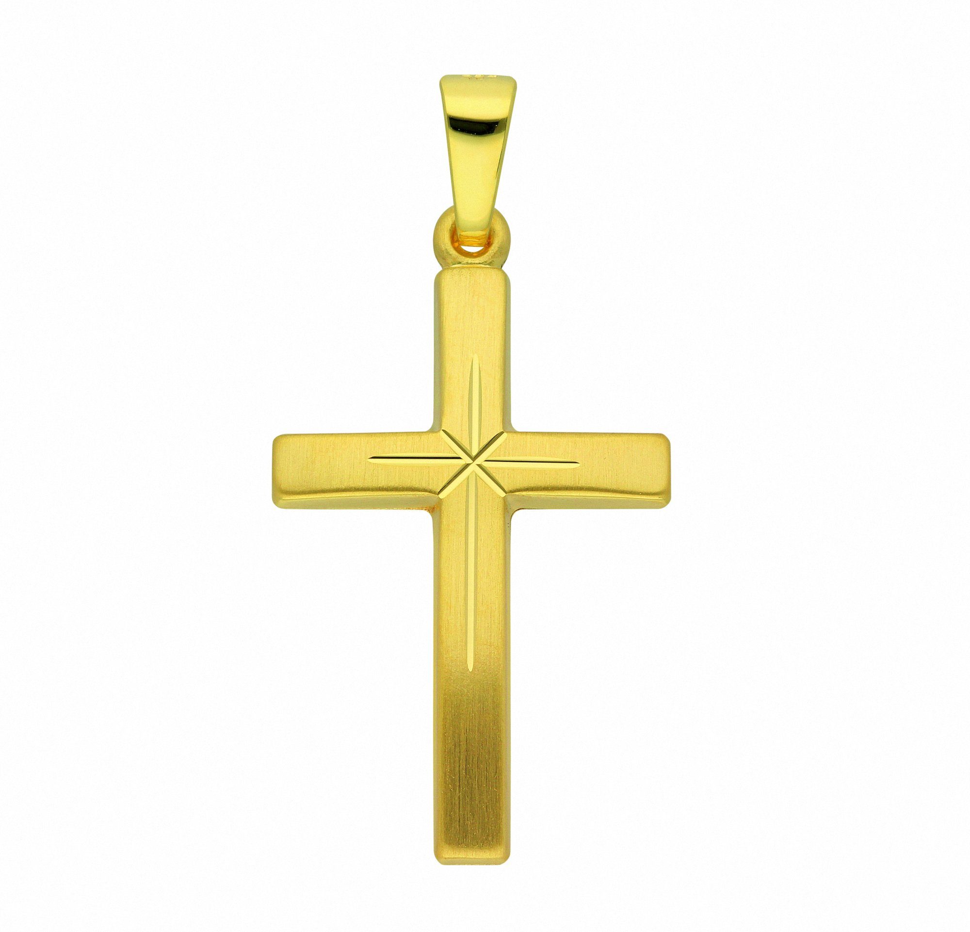 mit Set Halskette Kette - 333 Schmuckset Anhänger, mit Anhänger Adelia´s Kreuz Gold
