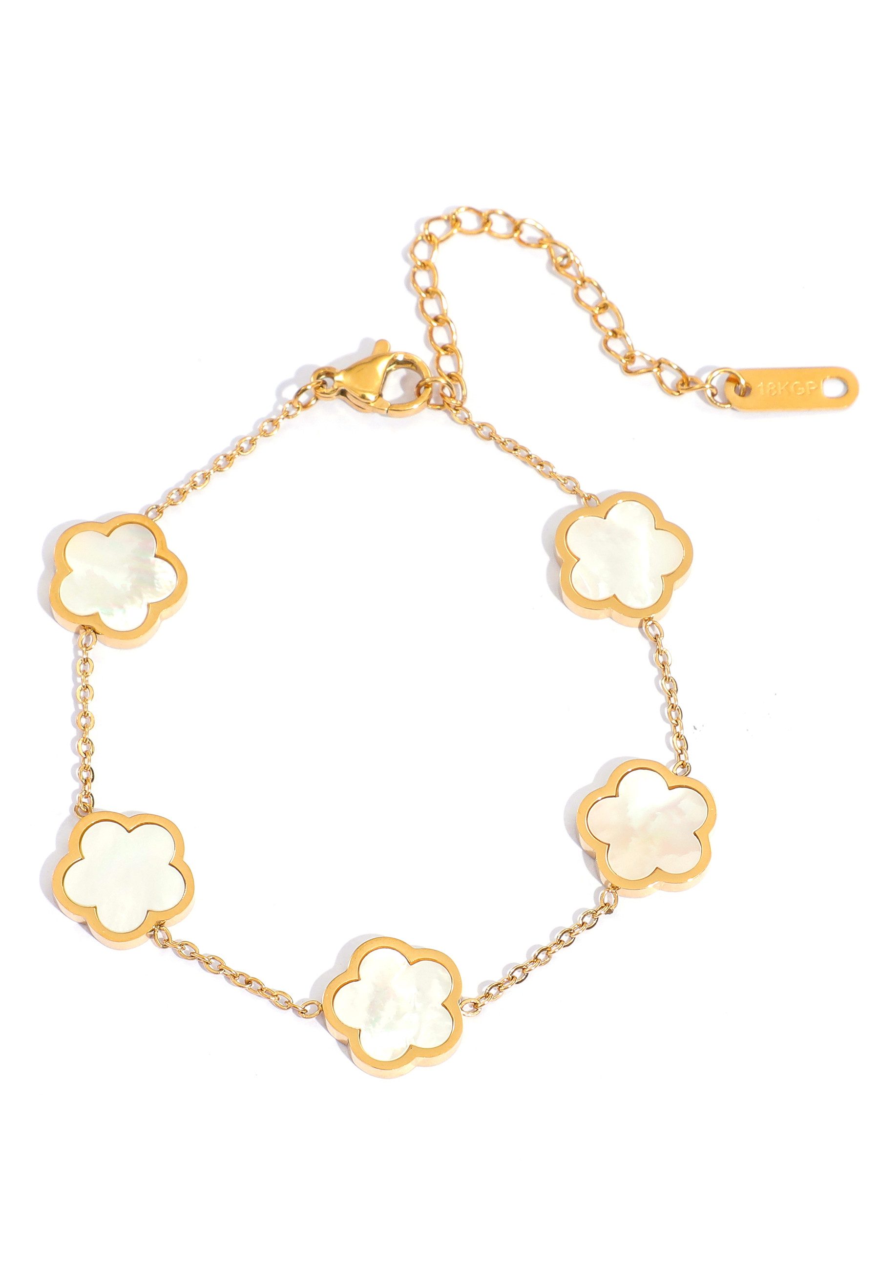 GOLDKLEIN Armband Blume Perlmutt Edelstahl Gold Schmuck, Angebot - inkl. Sc günstig online kaufen