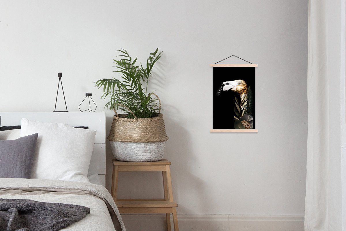 MuchoWow Poster (1 Textilposter Porträt St), Wohnzimmer, Magnetisch Blätter, Bilderleiste, Posterleiste, - Flamingo - für
