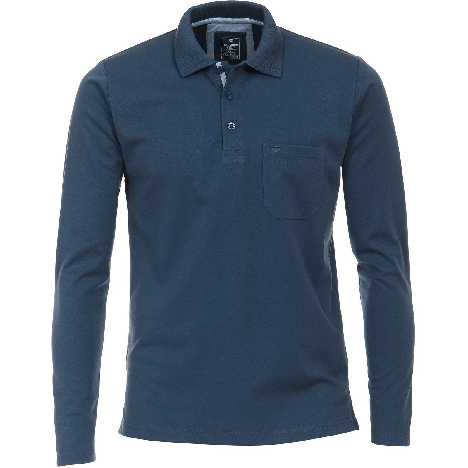 Redmond Poloshirt Große Größen Langarm-Poloshirt denimblau "Wash & Wear" Redmond