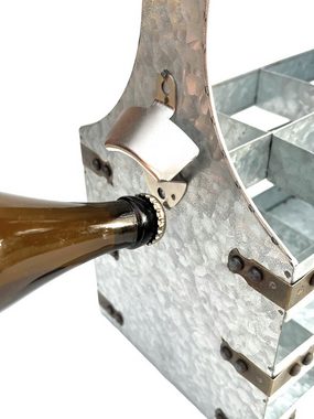 DanDiBo Flaschenhalter Bierträger Metall mit Öffner Flaschenträger 6 Flaschen Flaschenöffner