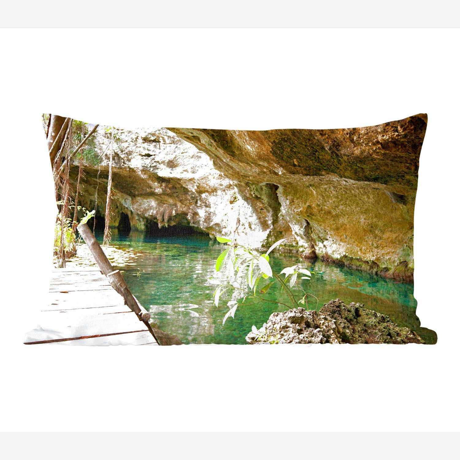 MuchoWow Dekokissen See inmitten von Höhlen bei Quintana Roo in Mexiko, Wohzimmer Dekoration, Zierkissen, Dekokissen mit Füllung, Schlafzimmer