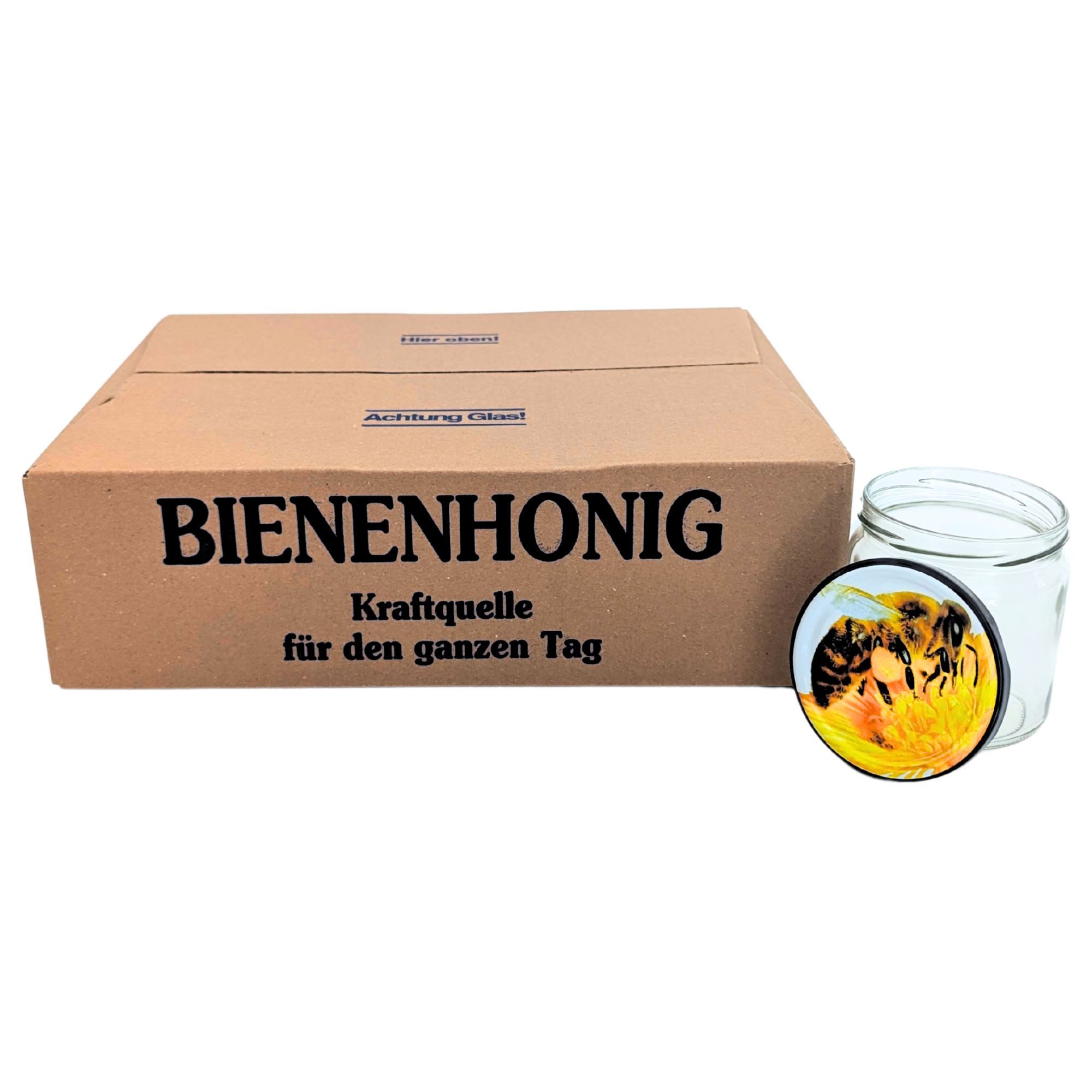 BIENEN SCHMIDT Honigglas 60x Twist Off Honigglas Schraubglas 500g mit Deckel für Honig TO 82mm, (60 Stk), Rundglas, Sturzglas, Einmachglas, Einweckglas, Marmeladenglas