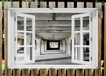 Wallario Sichtschutzzaunmatten Alte Industriehalle - einsame Lagerhalle einer Brauerei, mit Fenster-Illusion