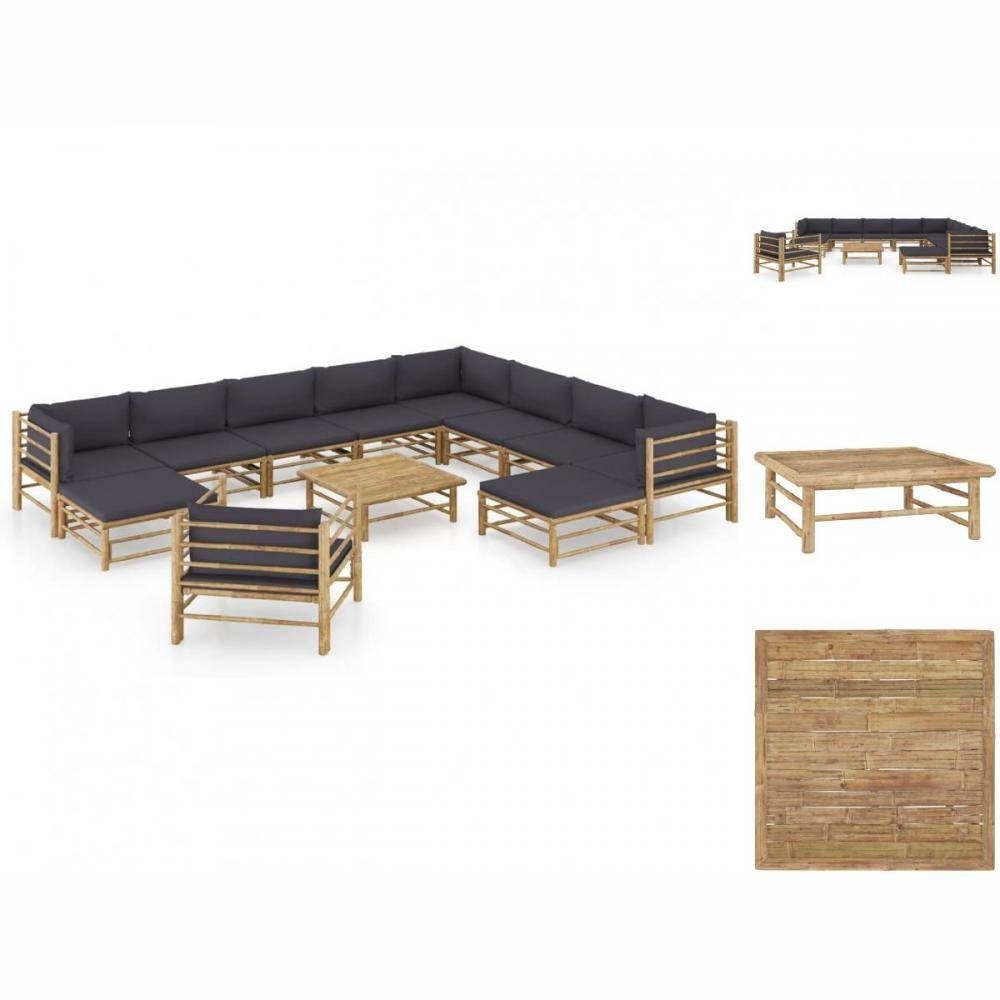 vidaXL GartenEssgruppe »12tlg Garten Lounge Set mit Dunkelgrauen