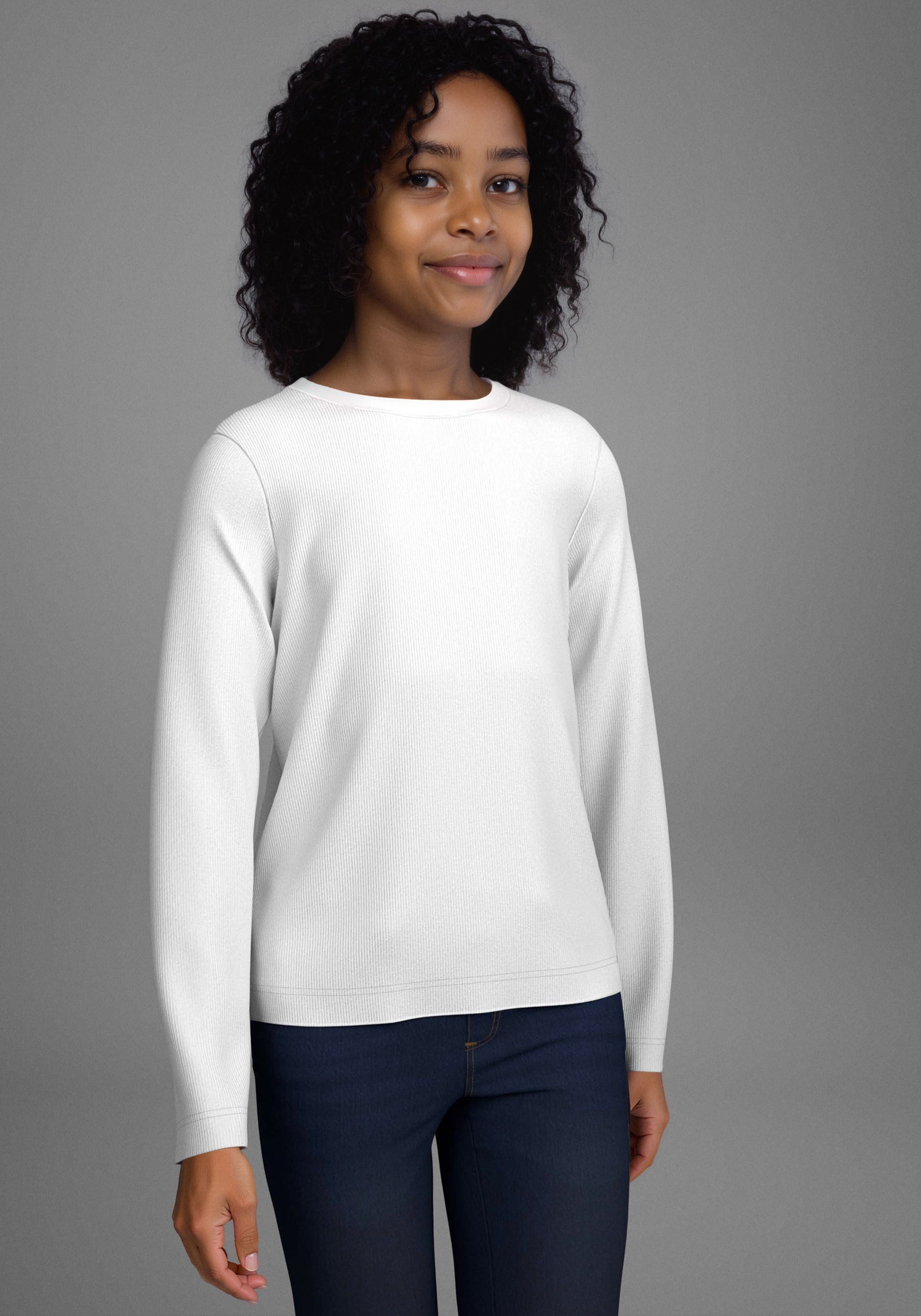 H.I.S Langarmshirt 2er Packung Shirts aus Rippware für Mädchen (Packung, 2-tlg., 2) Für TEENS. 2er Pack Basic Langarmshirts
