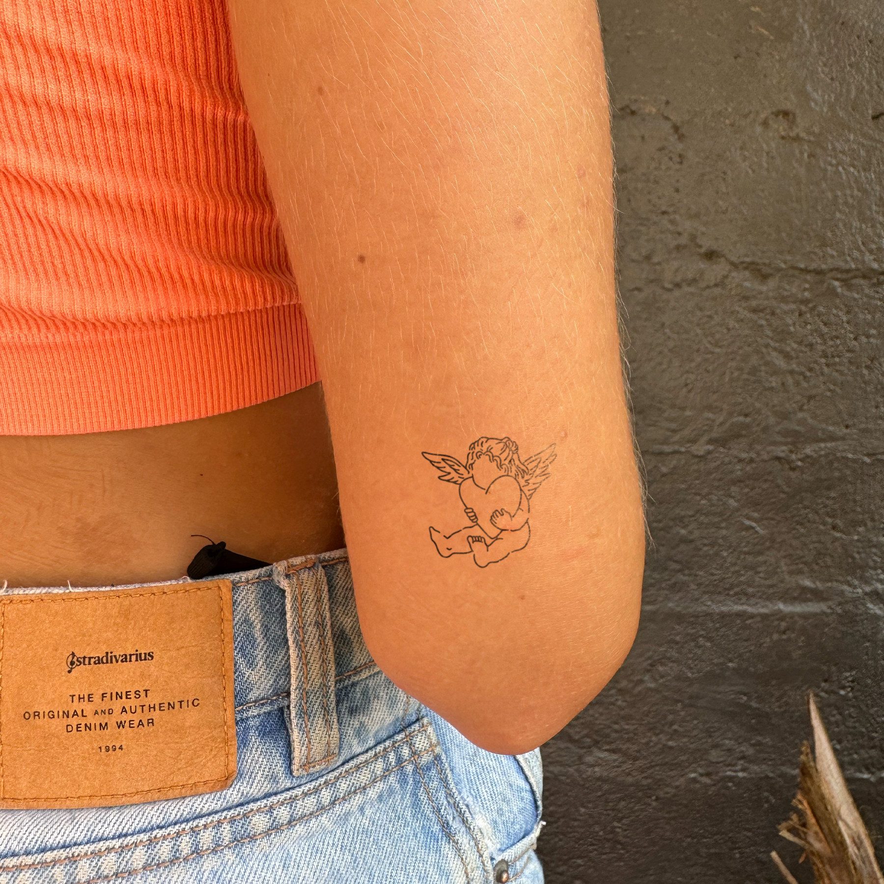 Inkster Schmuck-Tattoo Engelskind mit Herz Tattoo, wasserfestes temporäres Tattoo, 2 Wochen Halt