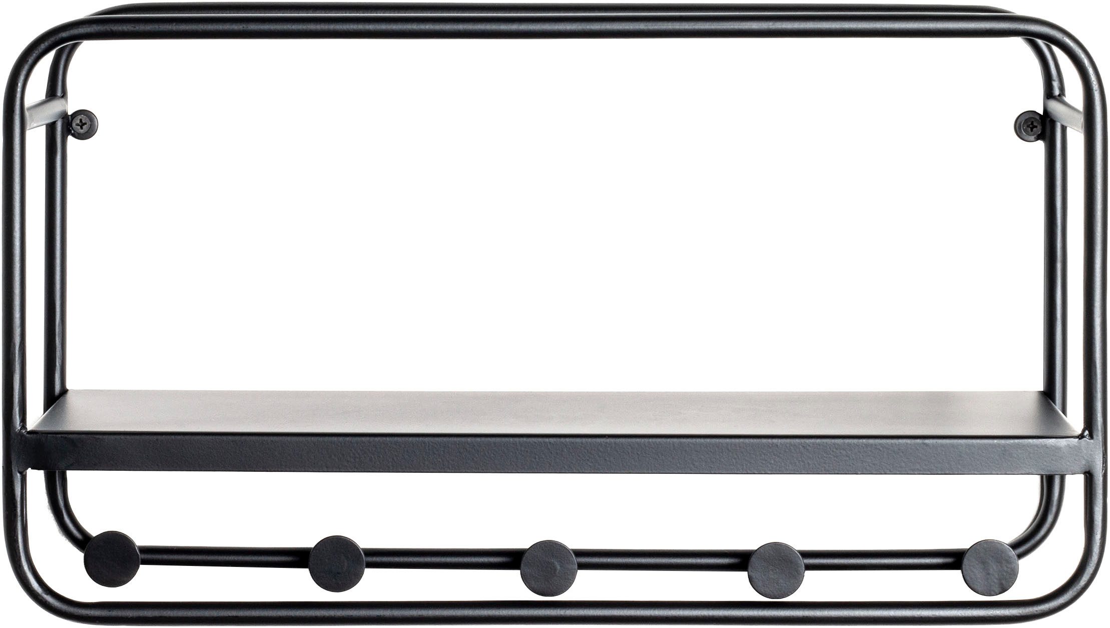 HAKU Garderobenleiste Flurgarderobe, Garderobe, Garderobenhaken, Garderobenleiste, rechteckig - aus Metall Schwarz - B/T/H 45/15/25 cm