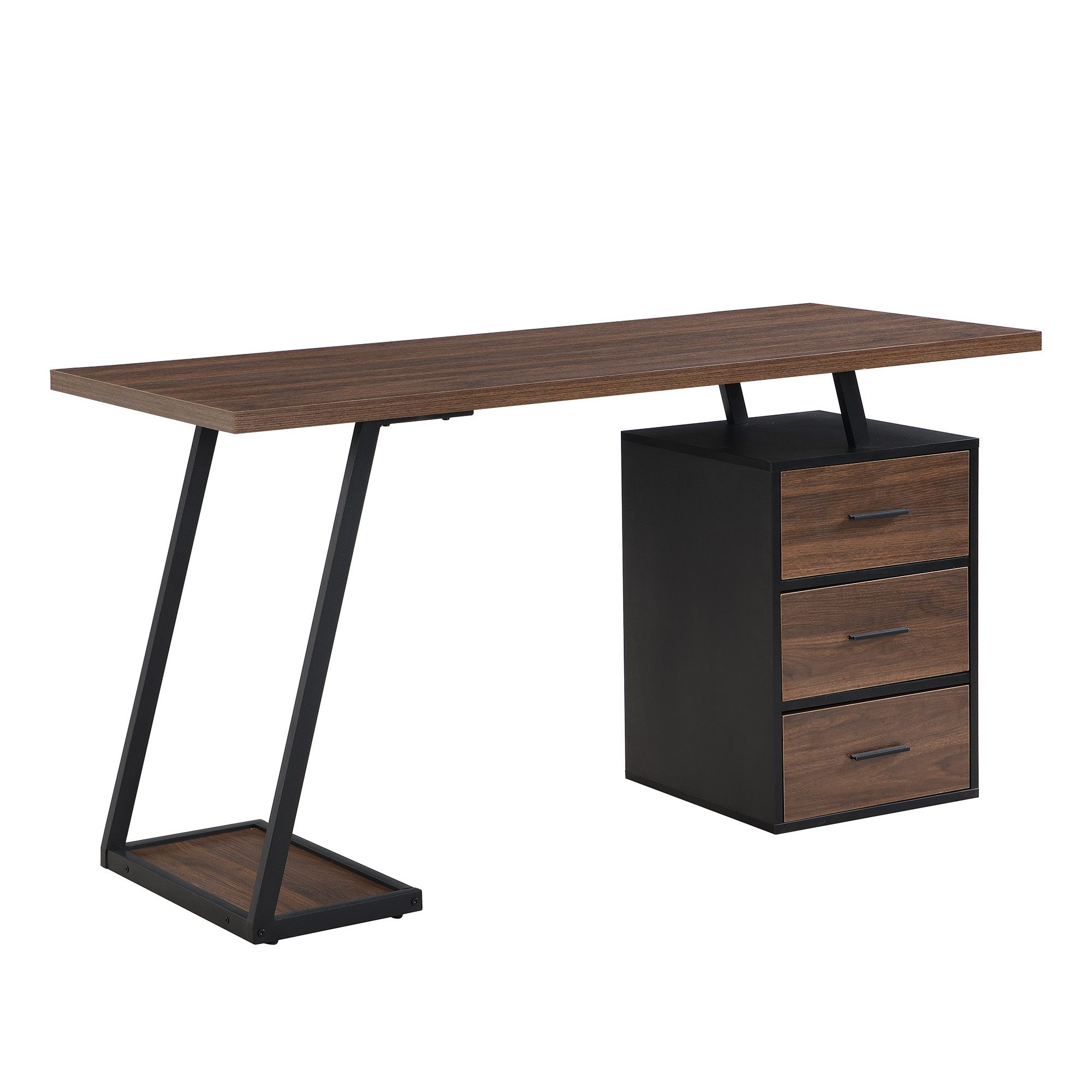 autolock Computertisch Multifunktional Industrial Schreibtisch 140 cm mit 3 Schubladen, Arbeitstisch Ablage Basteltisch Bürotisch für Schlafzimmer Heimstudio