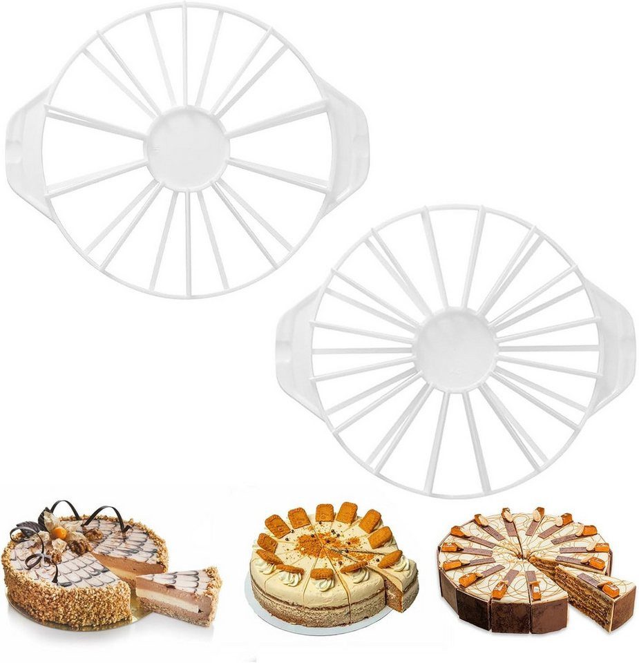 FOUORTUNATE-BEE Tortenbodenheber Wiederverwendbarer Tortenteiler 10-16 Stücke, 2er Set, Kunststoff, Praktischer runder Kuchenteiler zum Schneiden und Portionieren