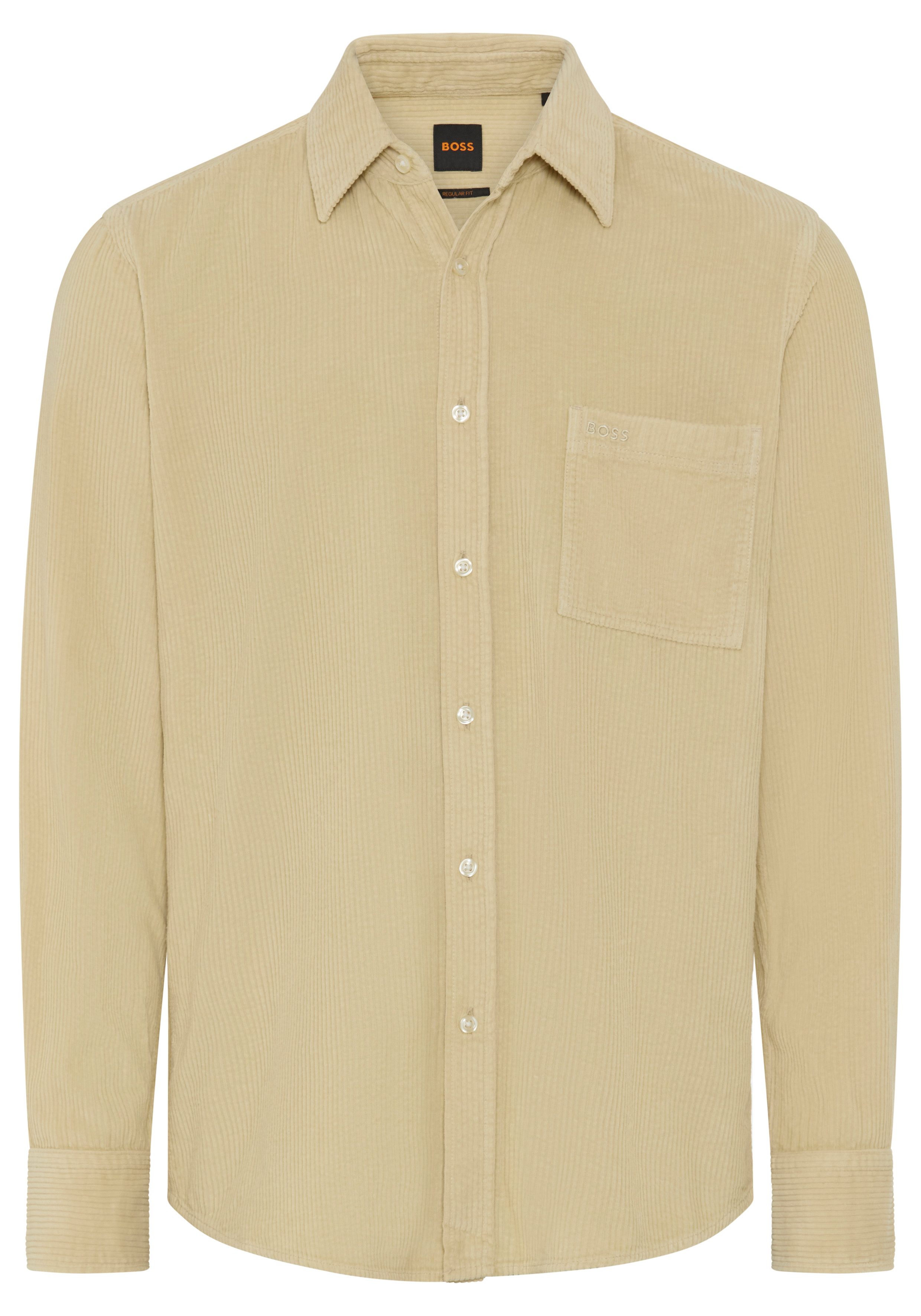 BOSS ORANGE Langarmhemd Relegant_6_M aus weichem Cord, Regular Fit, Logo-Stickerei