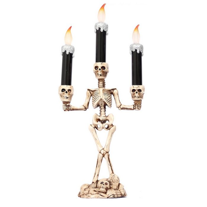 GelldG Dekoobjekt Halloween-Skelett-Kandelaber 3-Kerzen Halloween Kandelaber
