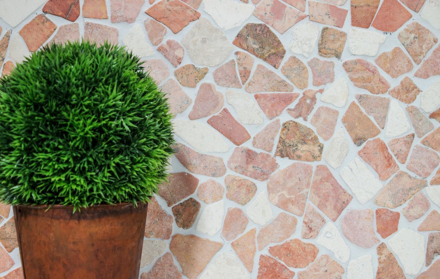 Mosani Mosaik Bodenfliese rot Cream Küche Polygonal Naturstein Bruch beige Marmor