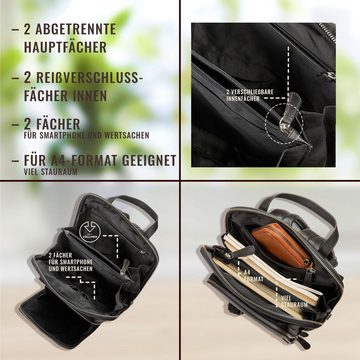 Corno d´Oro Freizeitrucksack Handmade Rucksack Damen Echt Leder für 14 Zoll Laptoprucksack Elegant