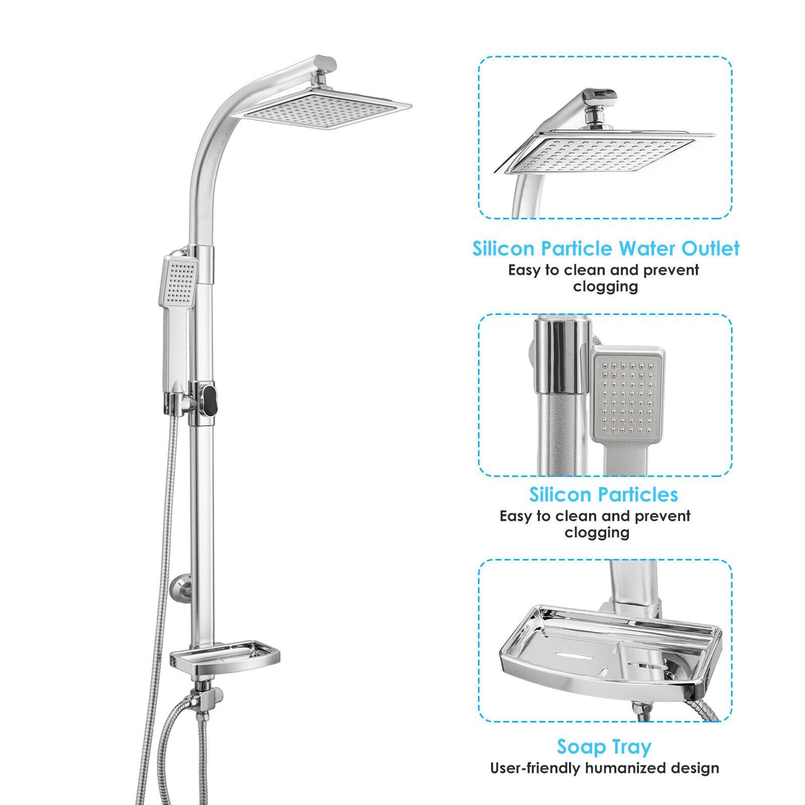 Youyijia Duschsystem Youyijia Edelstahl Duschsystem Regendusche Duschset 20X20cm