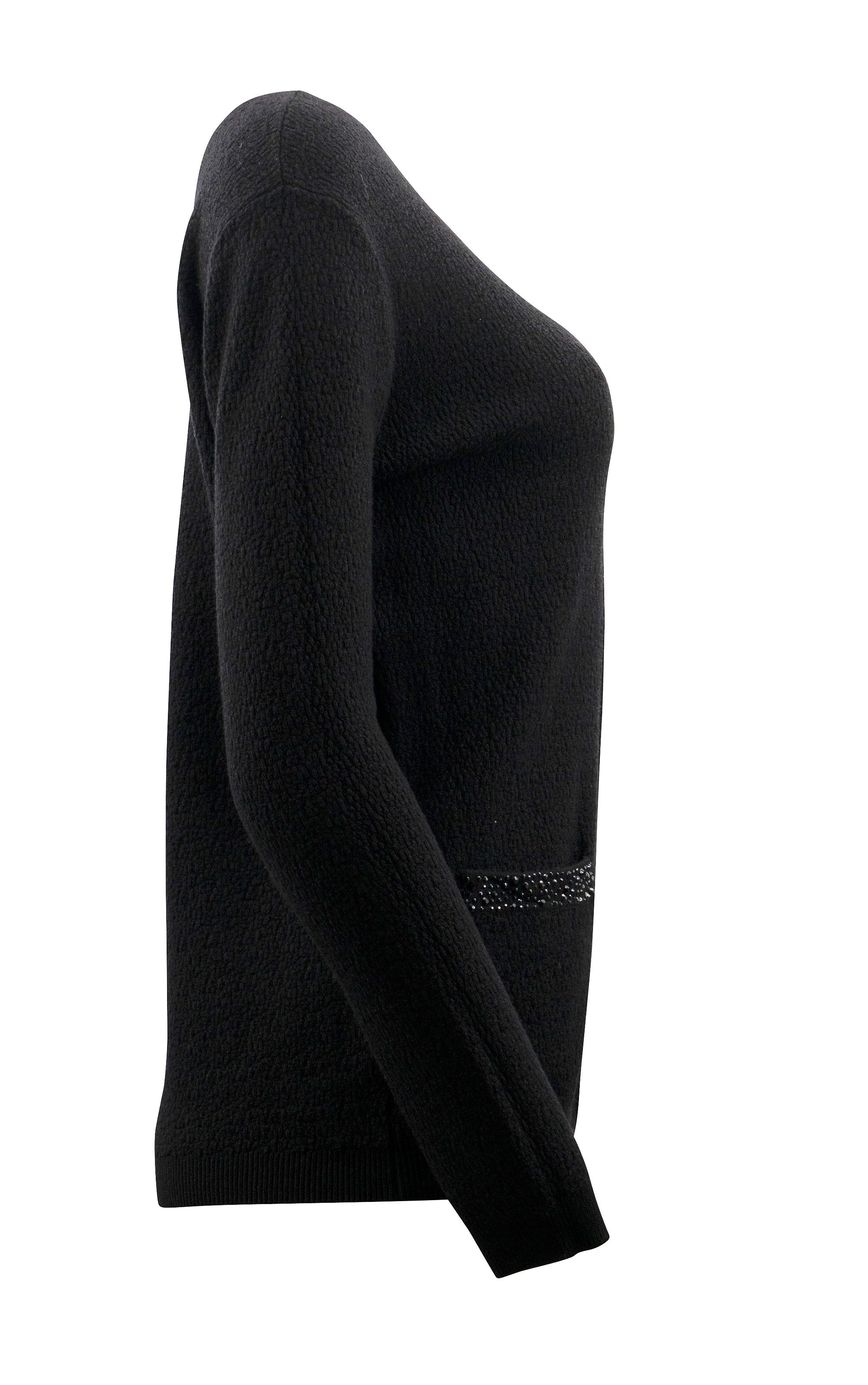 Passioni Strickpullover mit zwei Vordertaschen und Strassdetails günstig online kaufen