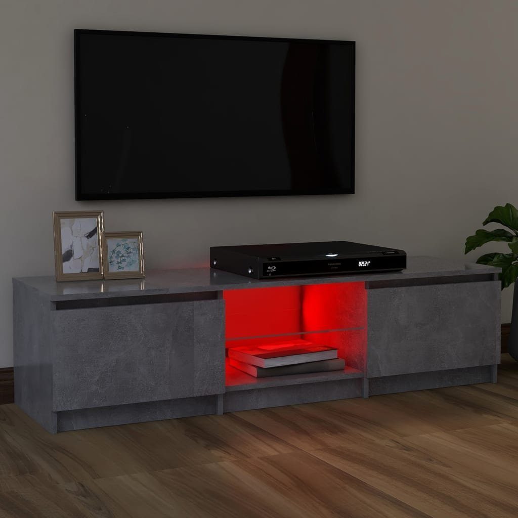 vidaXL TV-Schrank 120 x 30 x 36 cm TV-Schrank mit LED Leuchten Betongrau 120x30x35,5 cm