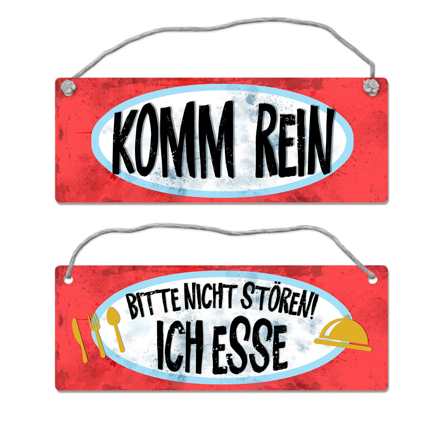 Metallschild Bitte nicht stören ich esse Wendeschild mit Kordel Schild Türschild