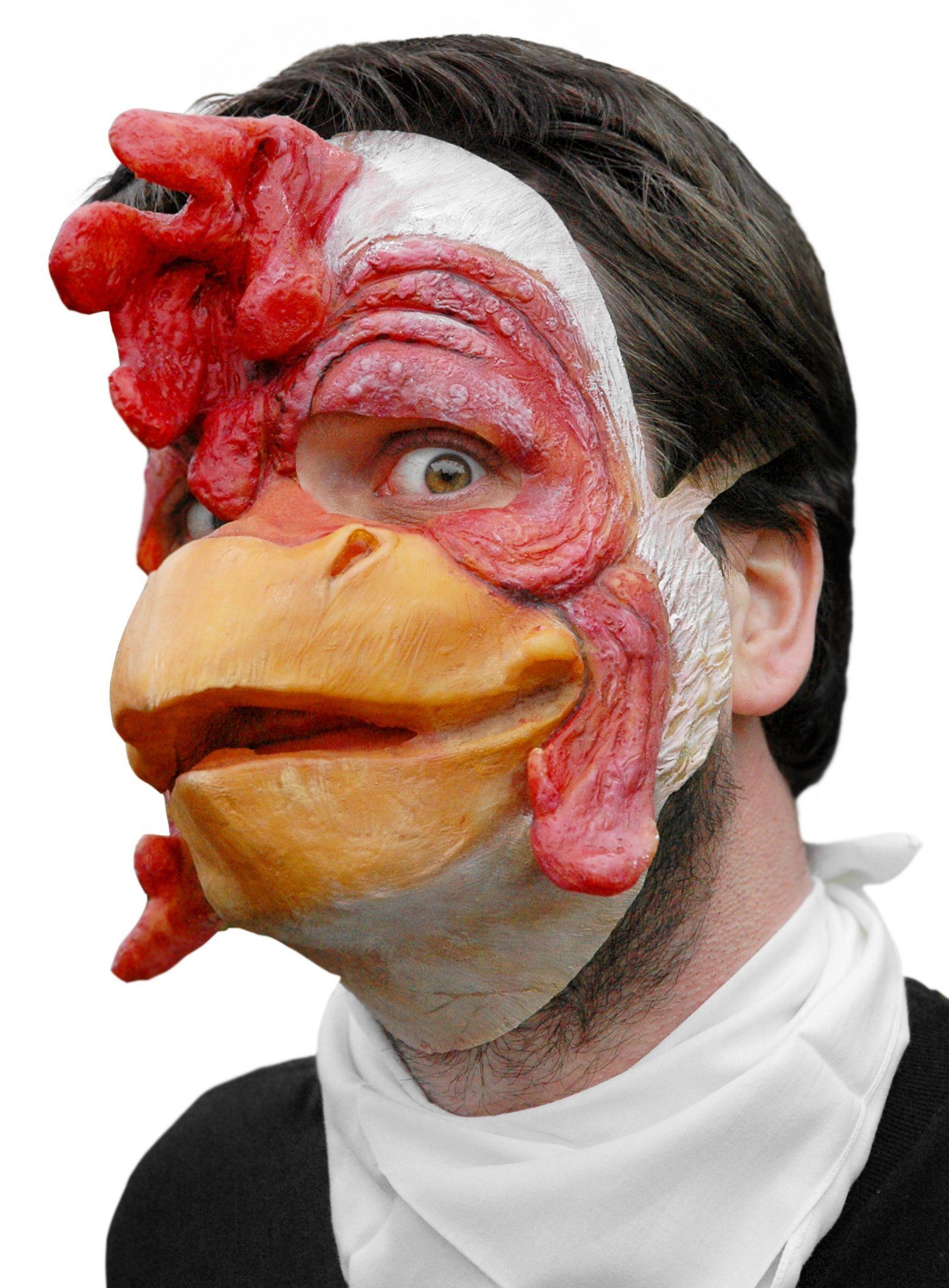 Wizardo Verkleidungsmaske Verrücktes Huhn Maske - Halloween Fasching Kostüm, Eine lustige Hühnermaske für Karneval und Verkleidungspartys
