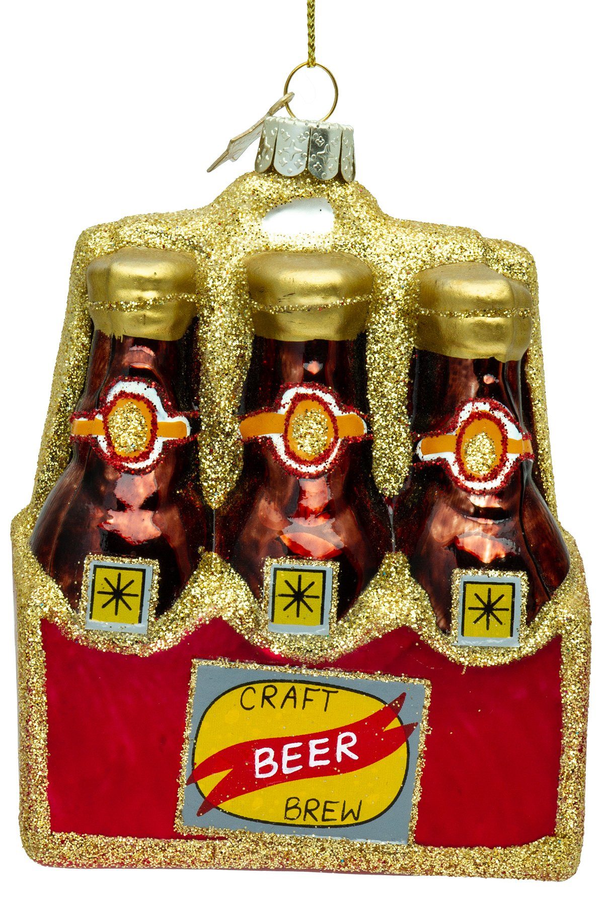 SIKORA Six-Pack Craft Christbaumschmuck Anhänger Weihnachtsbaum SIKORA BS483 Christbaumschmuck Bier Figur Glas